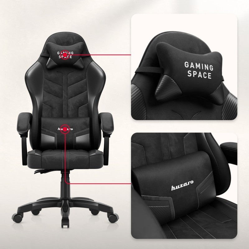 Fotel gamingowy welurowy Huzaro Force 2.7 Black Carbon