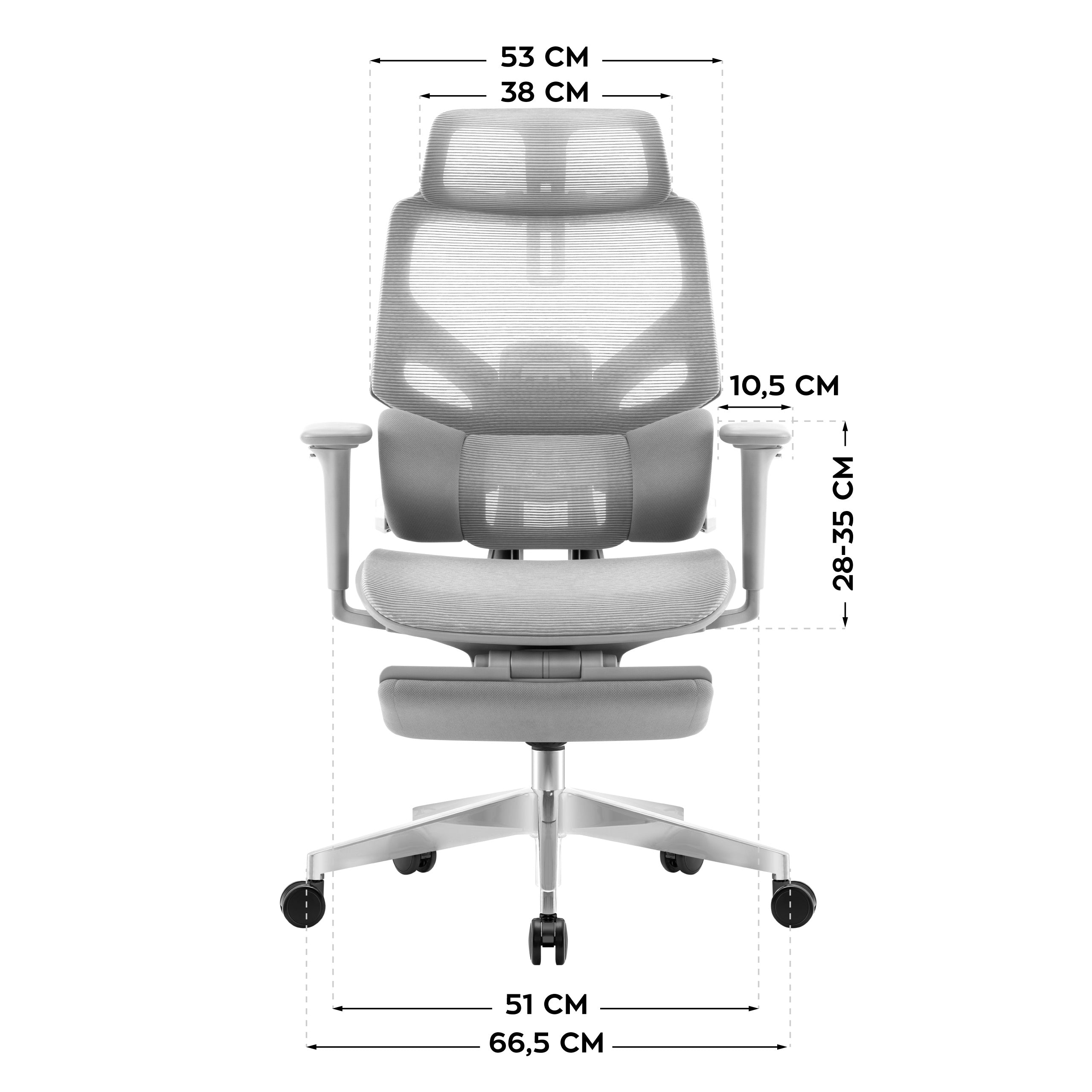 Ergonomische fauteuil met voetensteun Mark Adler Expert 8.7 Grey Mesh