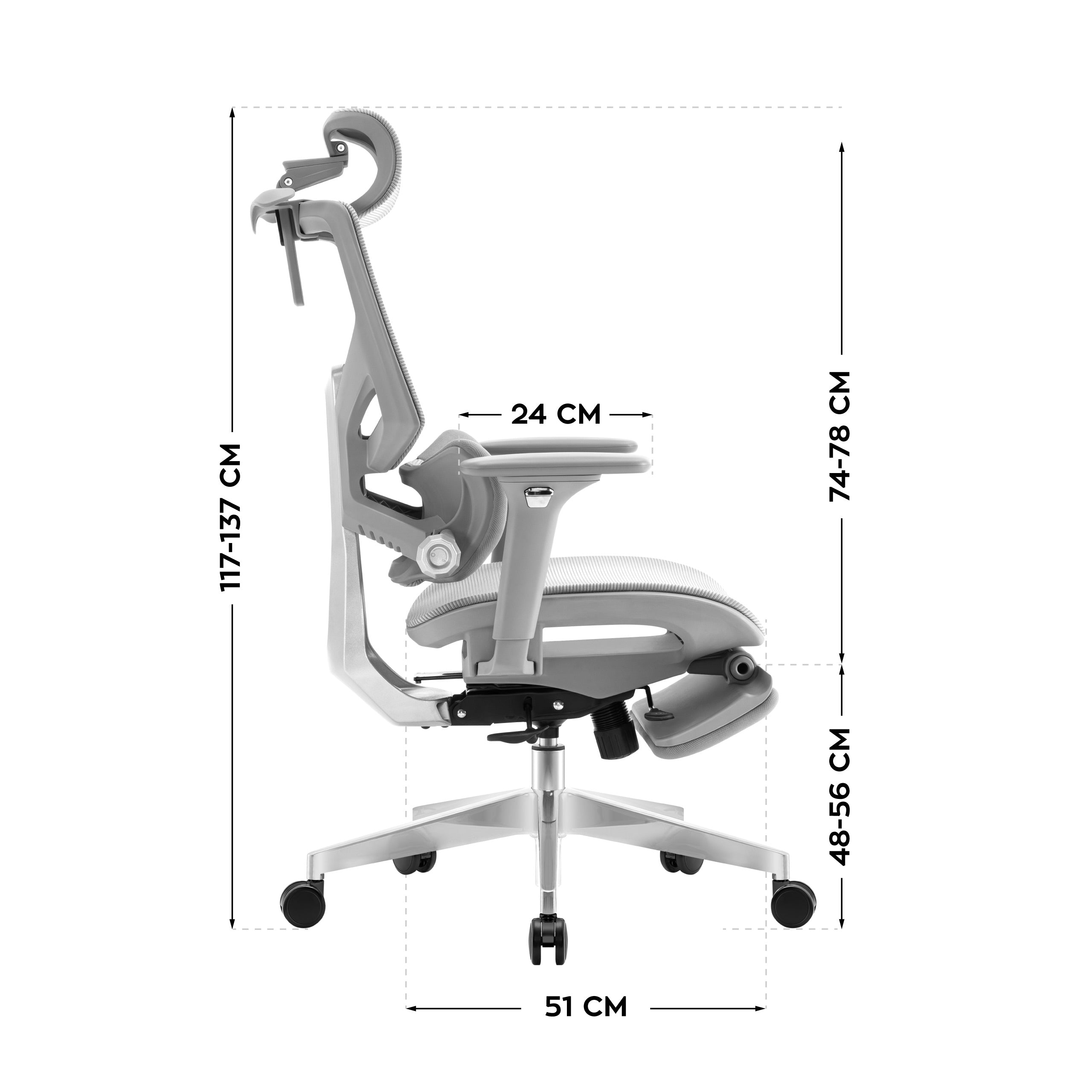 Ergonomische fauteuil met voetensteun Mark Adler Expert 8.7 Grey Mesh