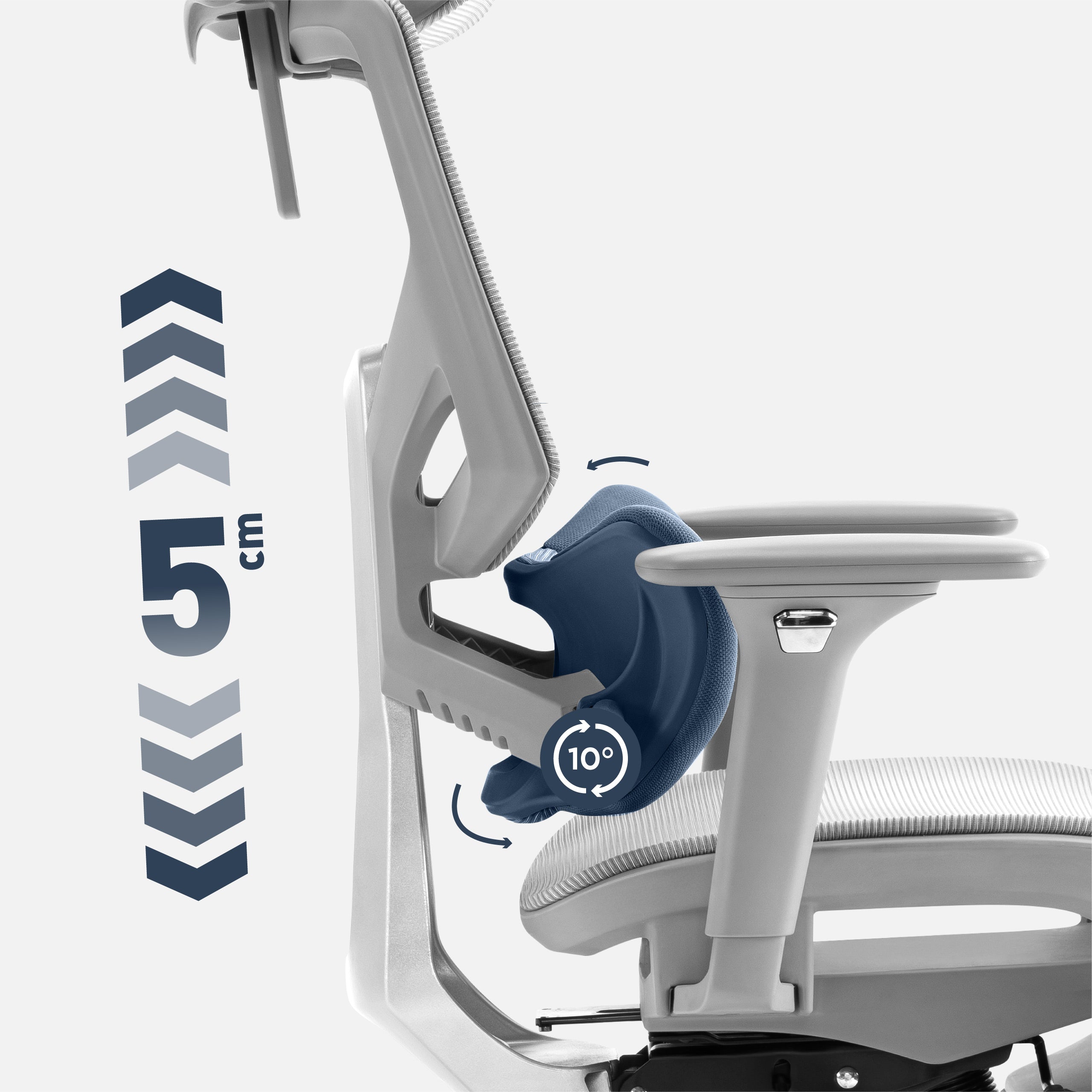 Ergonomische fauteuil met voetensteun Mark Adler Expert 8.7 Grey Mesh