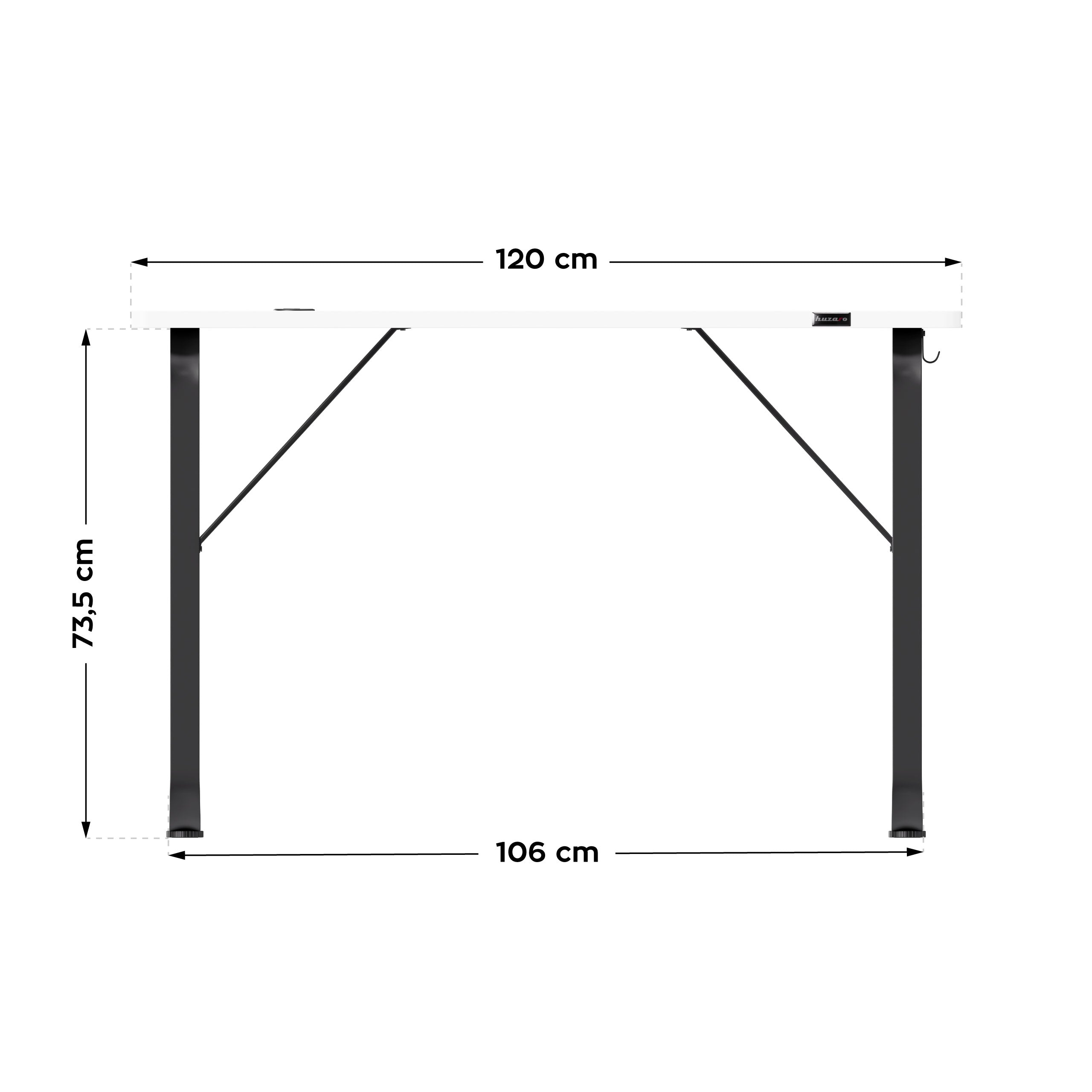 Huzaro Hero 1.5 White gamingbureau, 120 cm