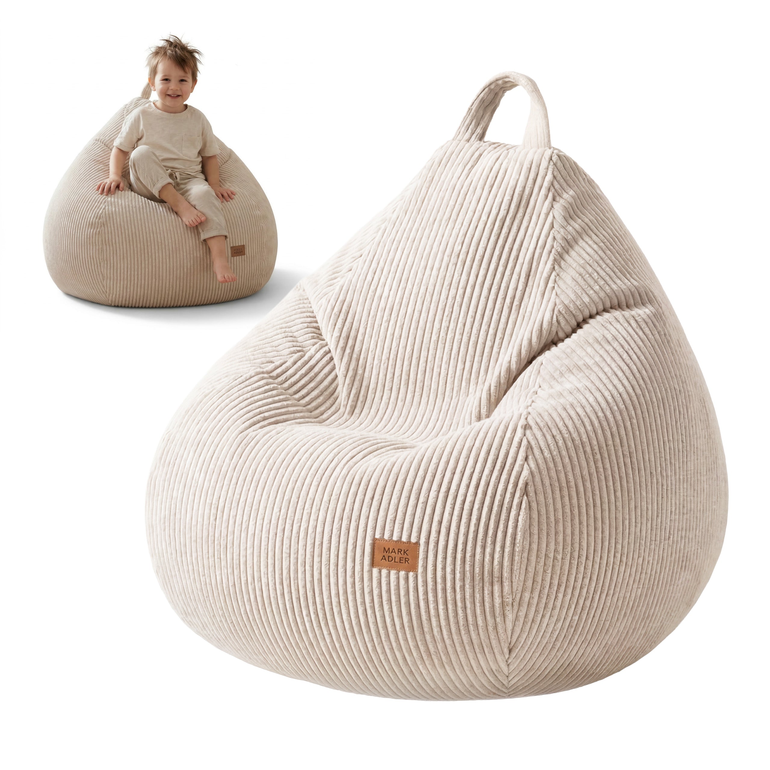 Beige corduroy zitzak Mark Adler Comfy 1.0 Beige