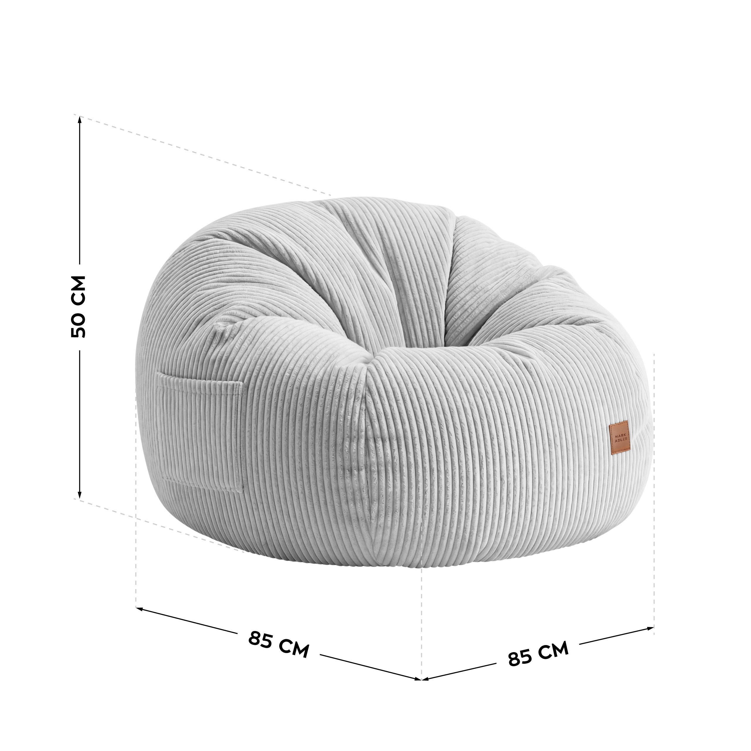 Corduroy poefstoel met voetensteun Mark Adler Comfy 3.0 Grey