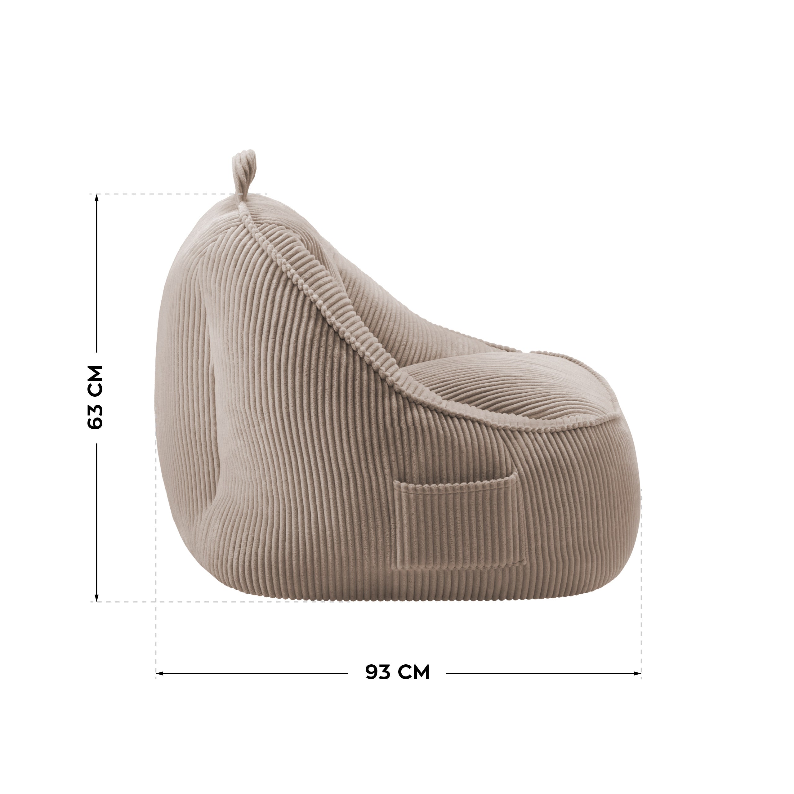 Pouf met rugleuning van corduroy, Mark Adler Comfy 4.0 Taupe