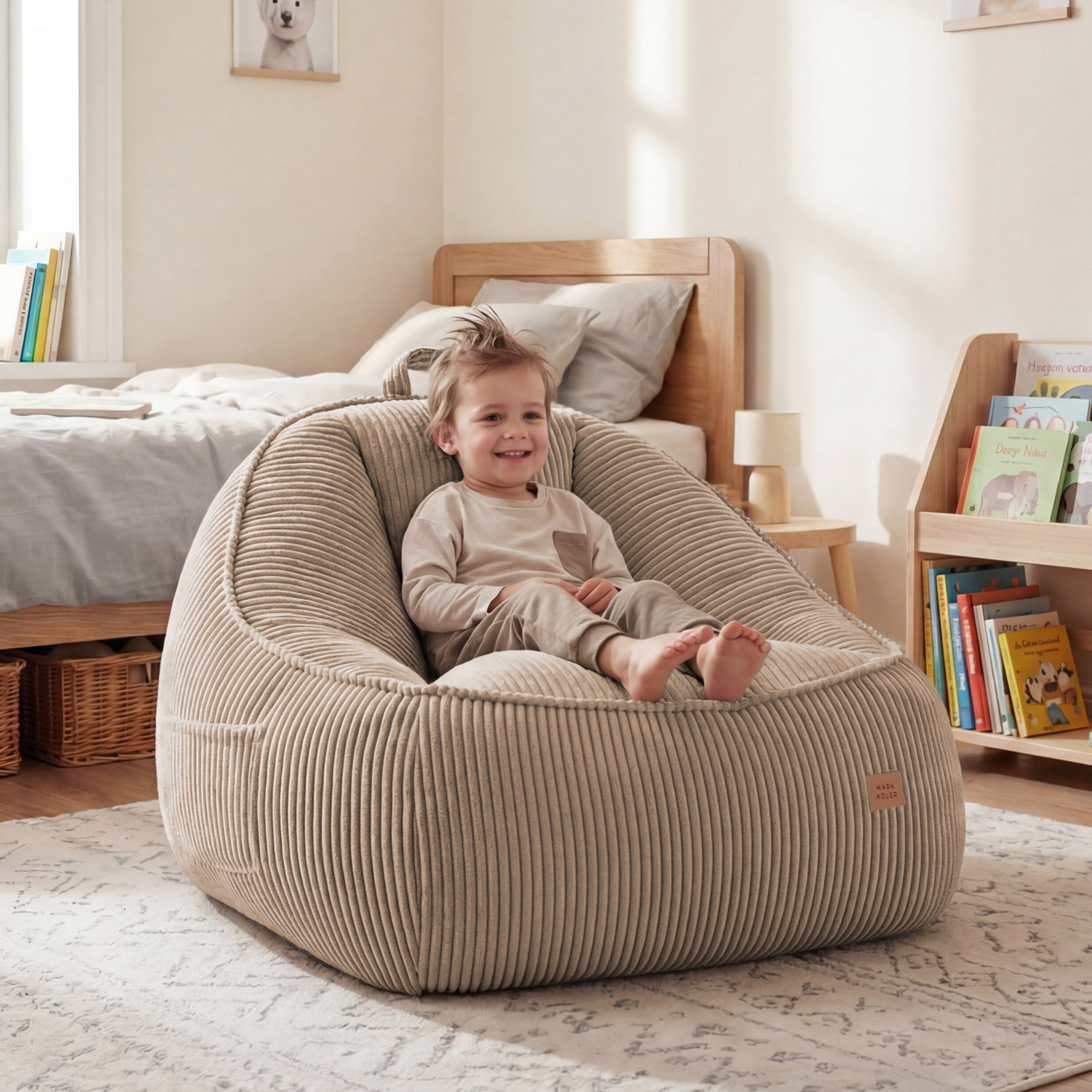 Pouf met rugleuning van corduroy, Mark Adler Comfy 4.0 Taupe