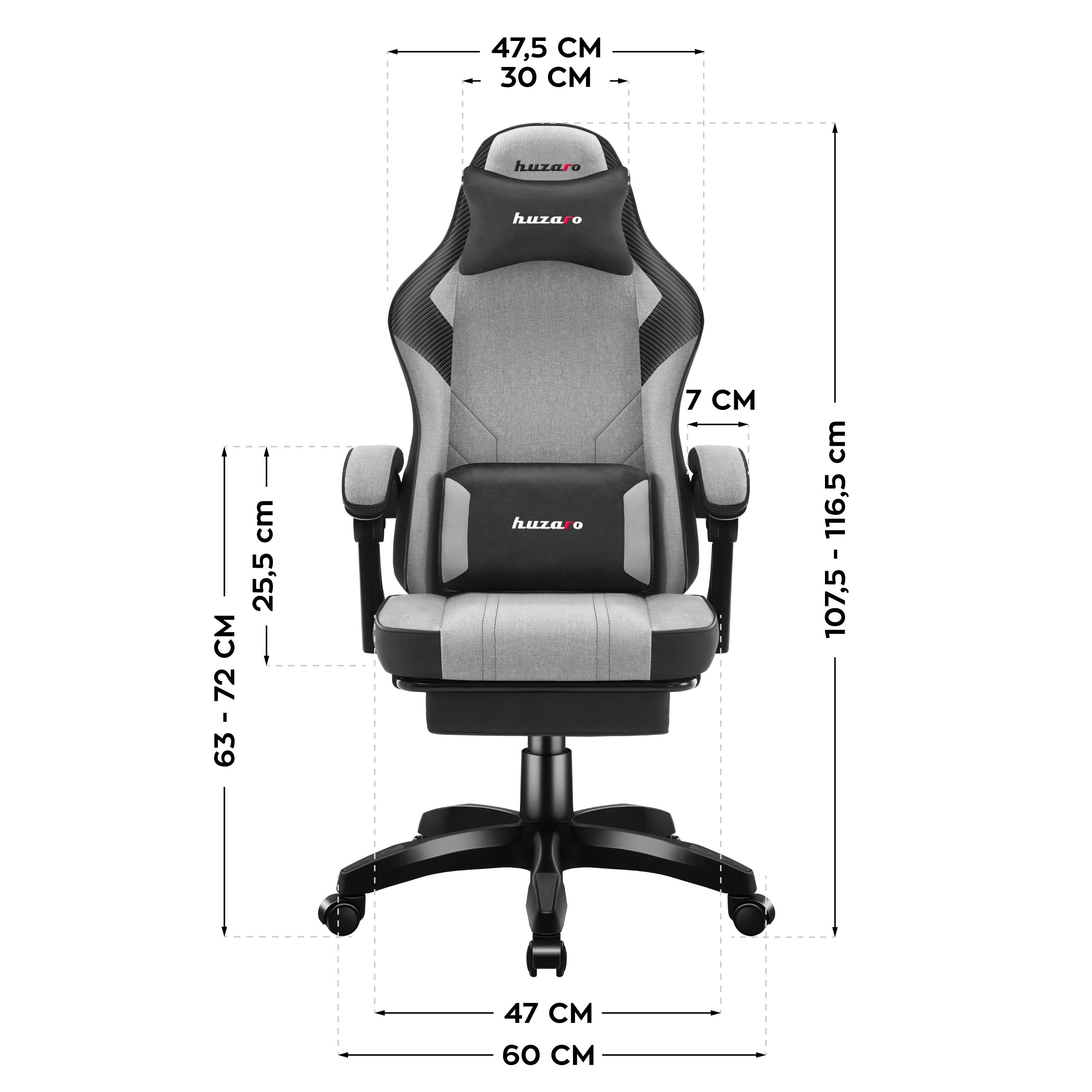 Huzaro Force 3.7 Grey gamingstoel
