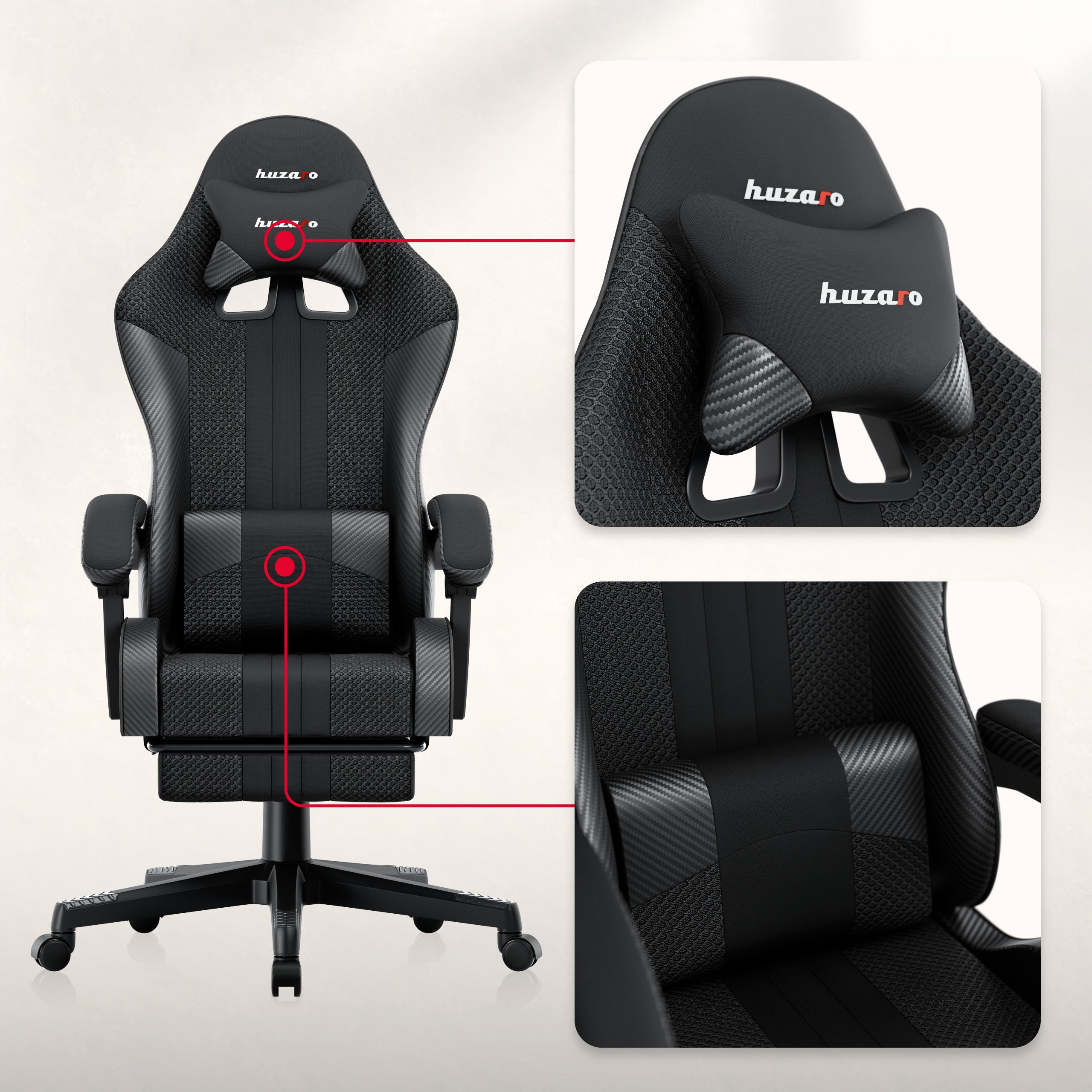 HUZARO Force 4.7 Carbon Mesh gamingstoel