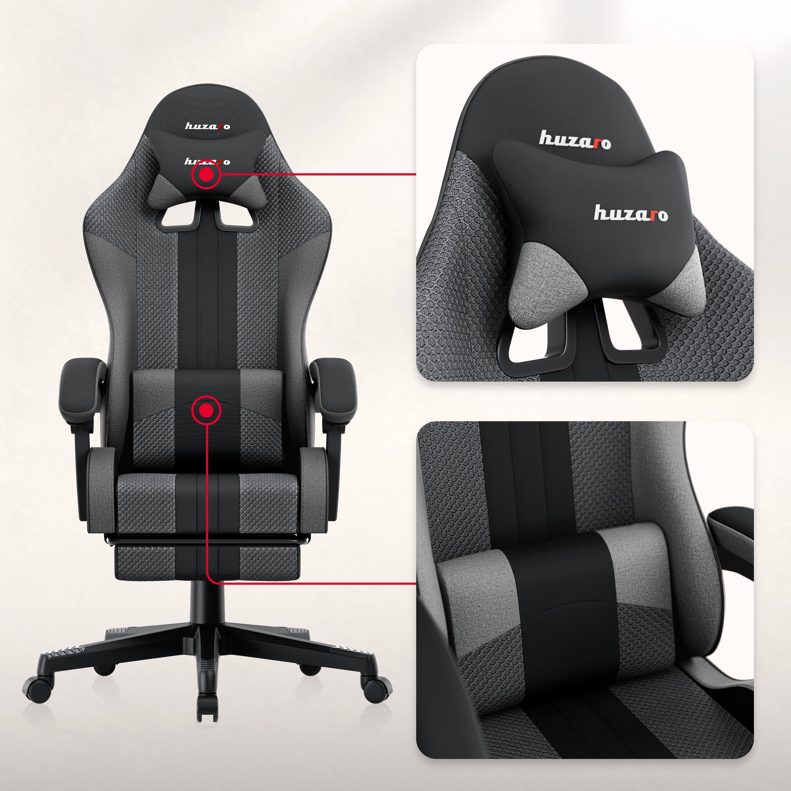 Huzaro Force 4.7 Grey Mesh gamingstoel