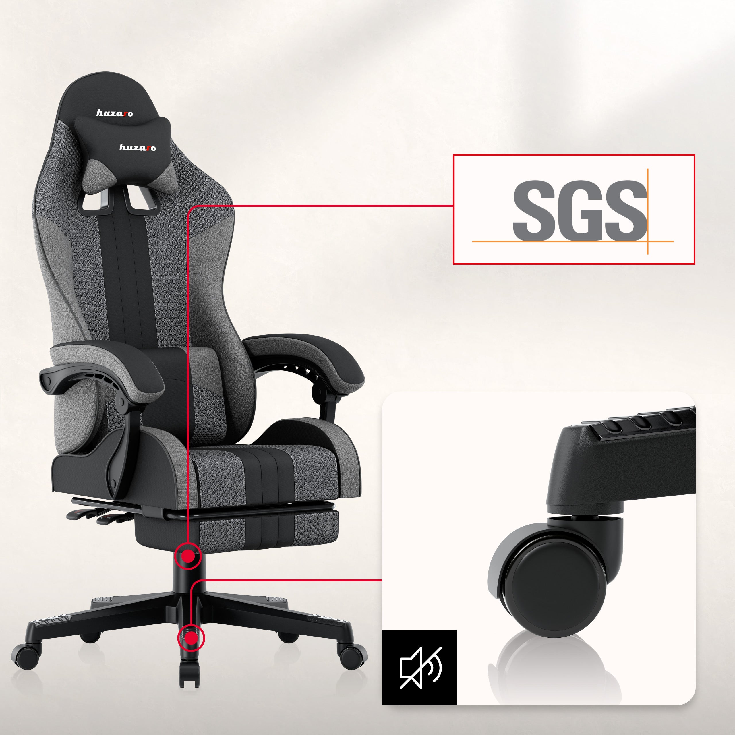 Huzaro Force 4.7 Grey Mesh gamingstoel