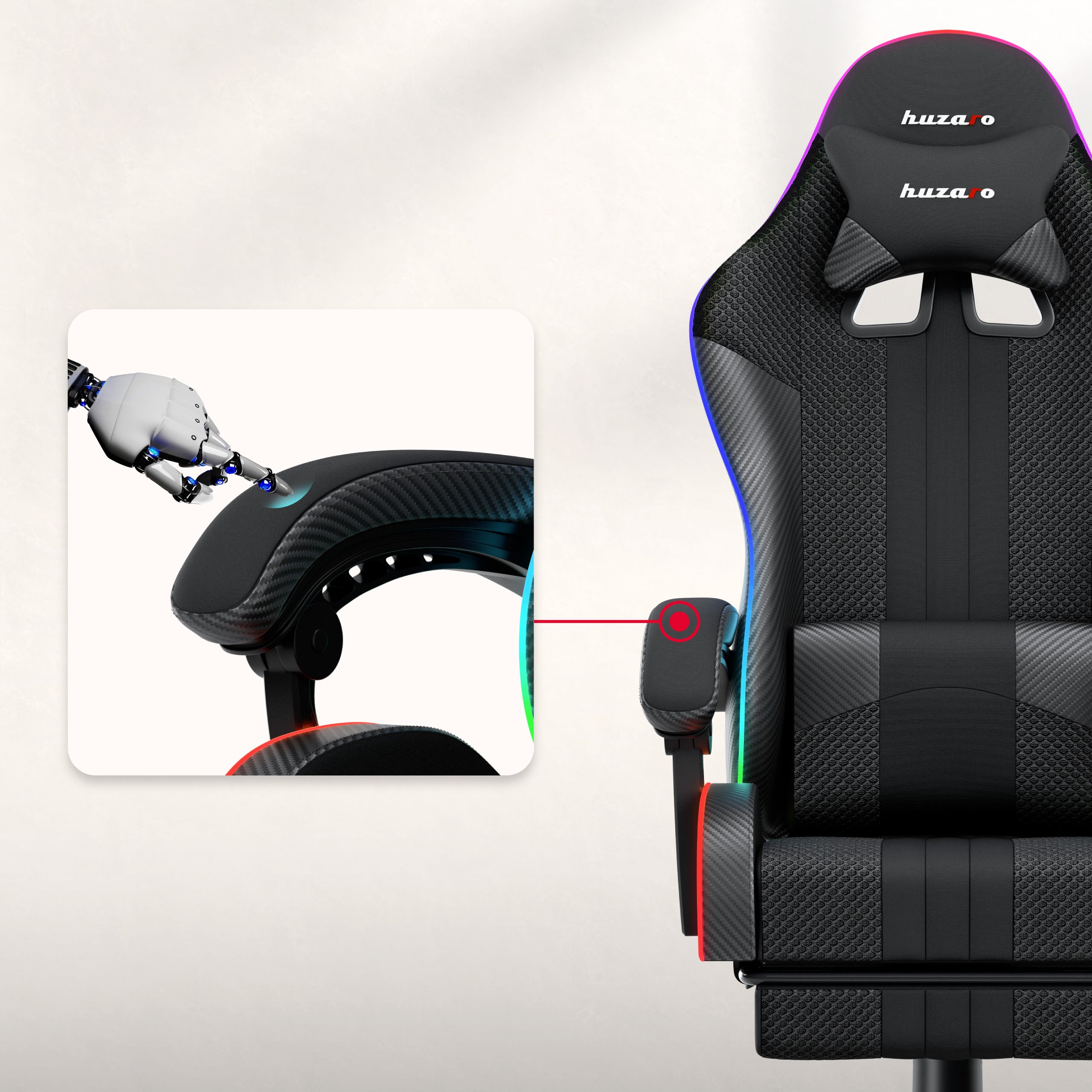 HUZARO Force 4.7 RGB Black Mesh gamingstoel