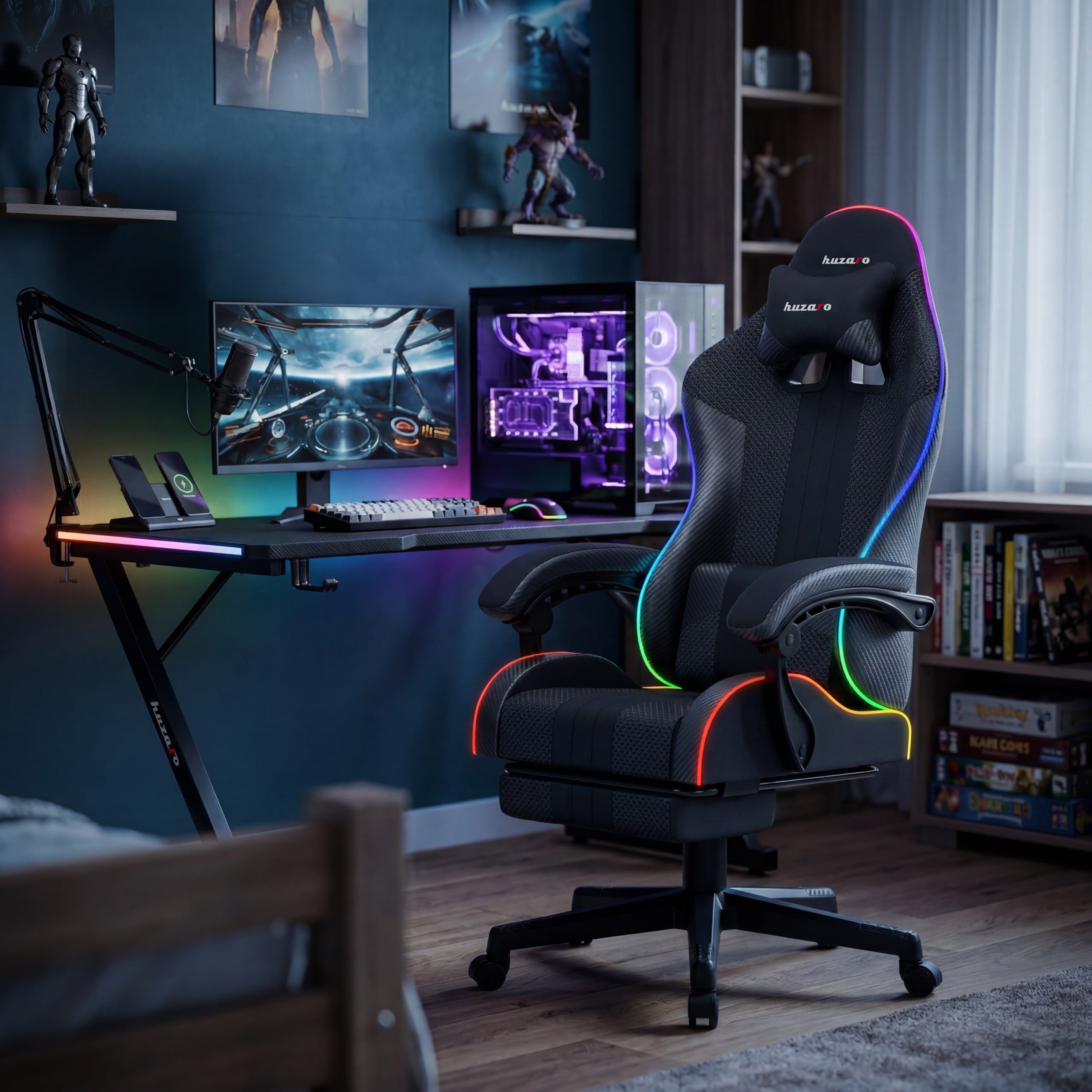 HUZARO Force 4.7 RGB Black Mesh gamingstoel