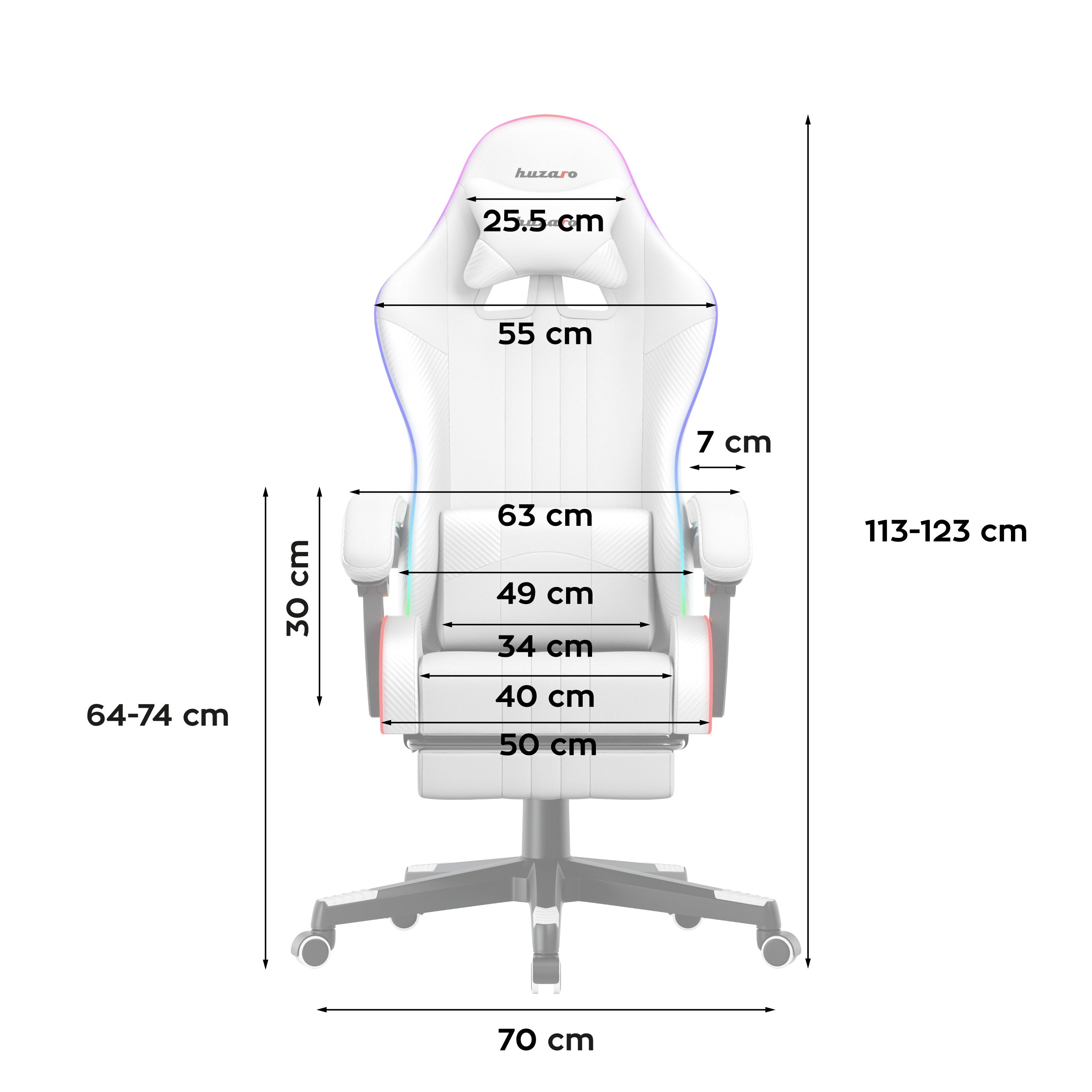 HUZARO Force 4.7 RGB White gamingstoel