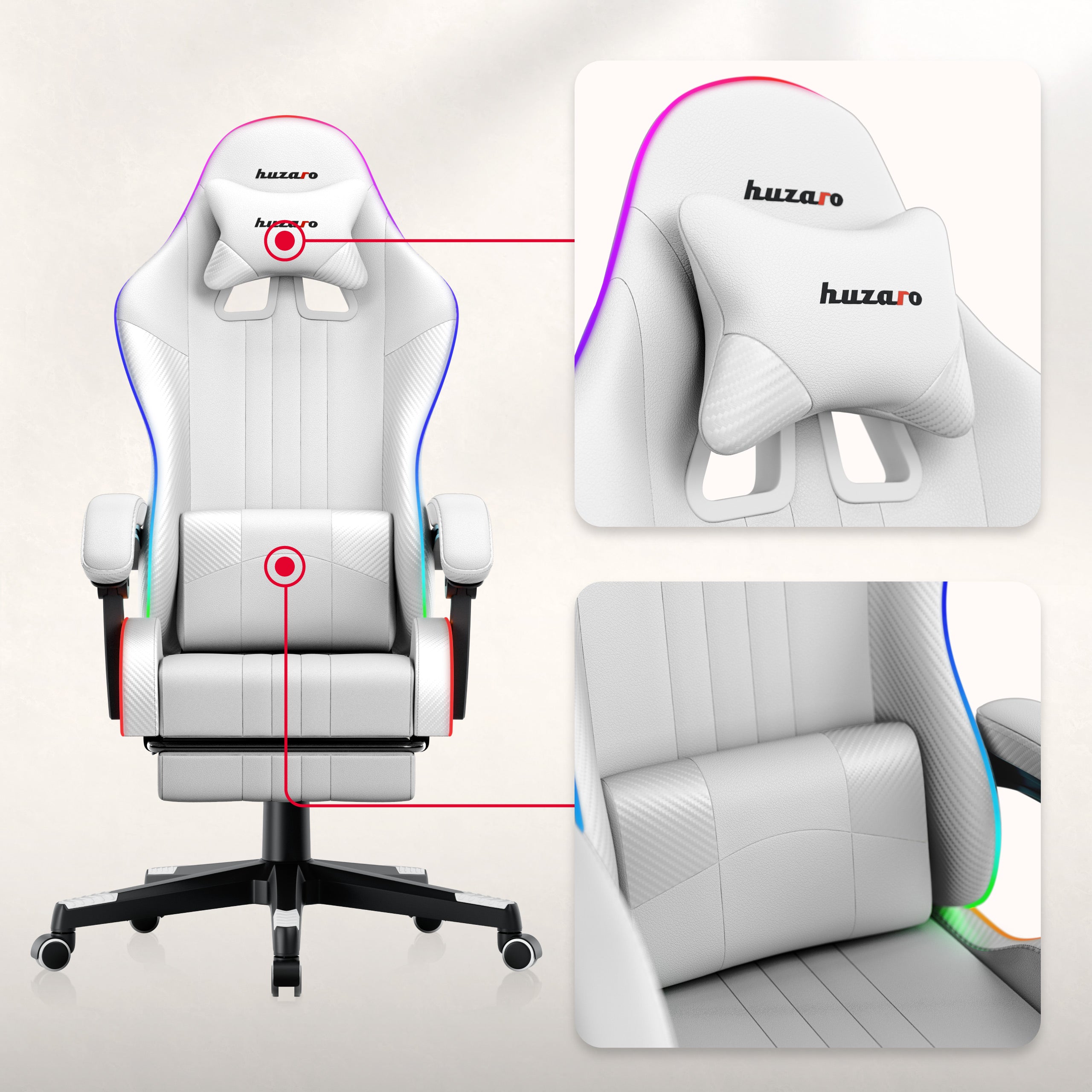 HUZARO Force 4.7 RGB White gamingstoel