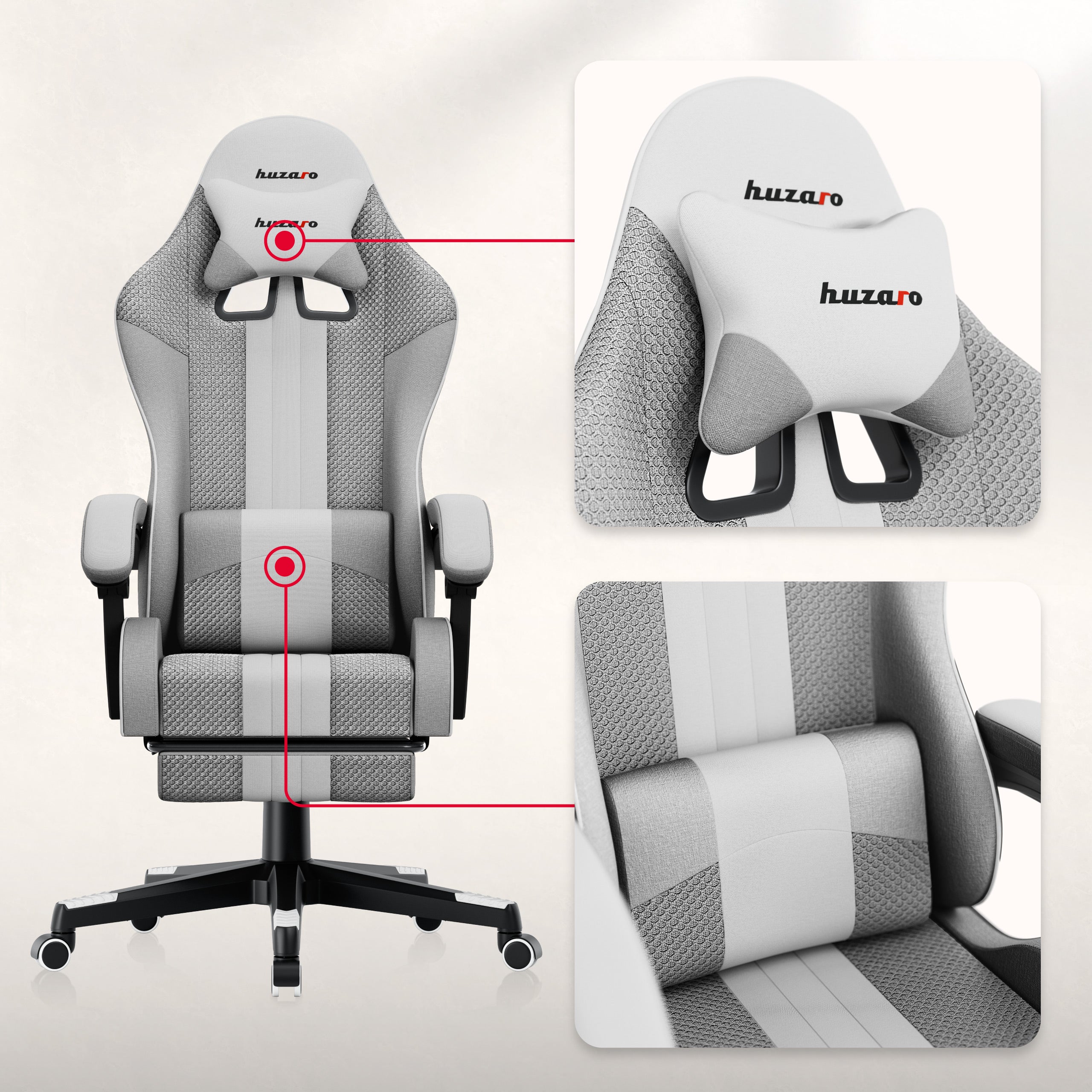 HUZARO Force 4.7 White Mesh gamingstoel