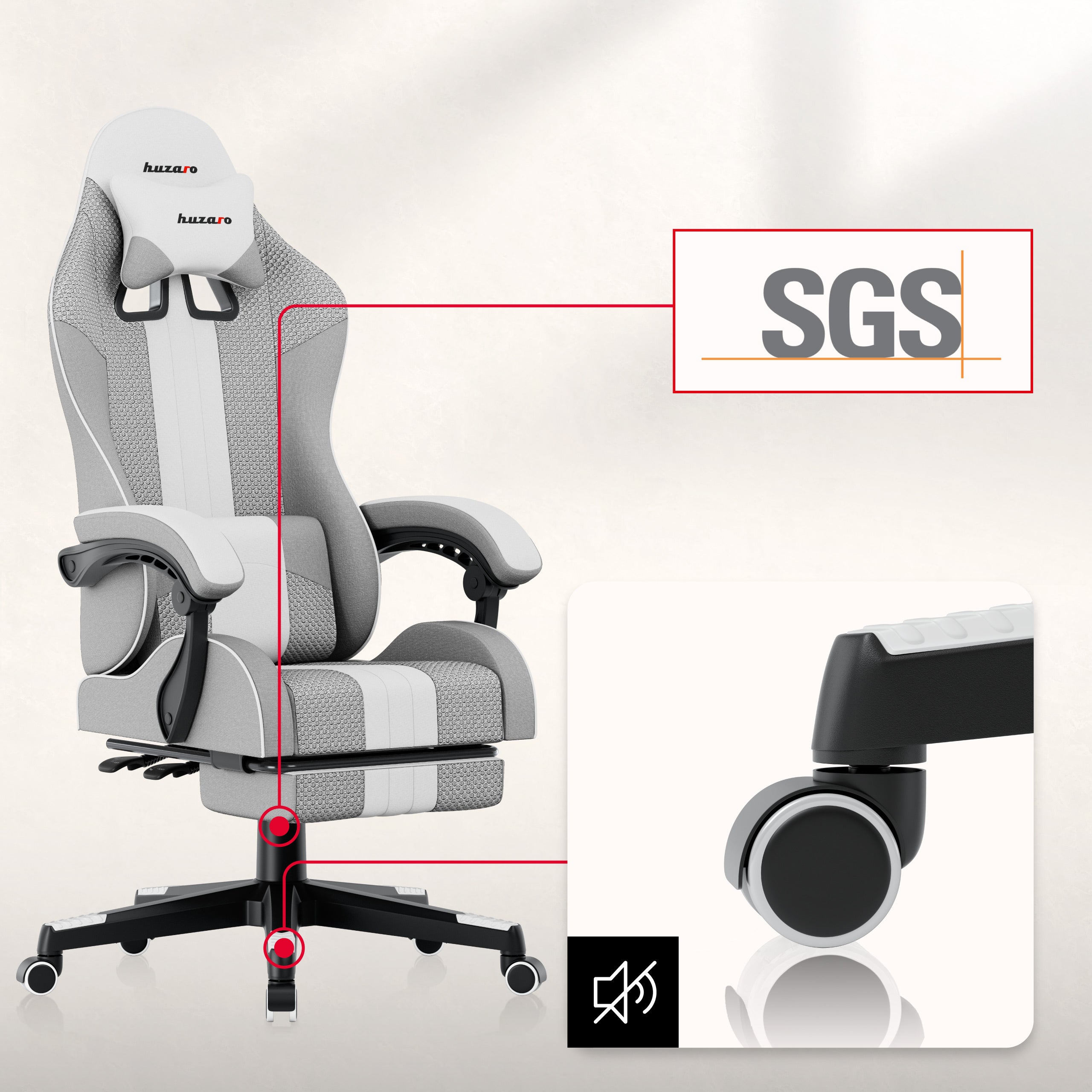 HUZARO Force 4.7 White Mesh gamingstoel