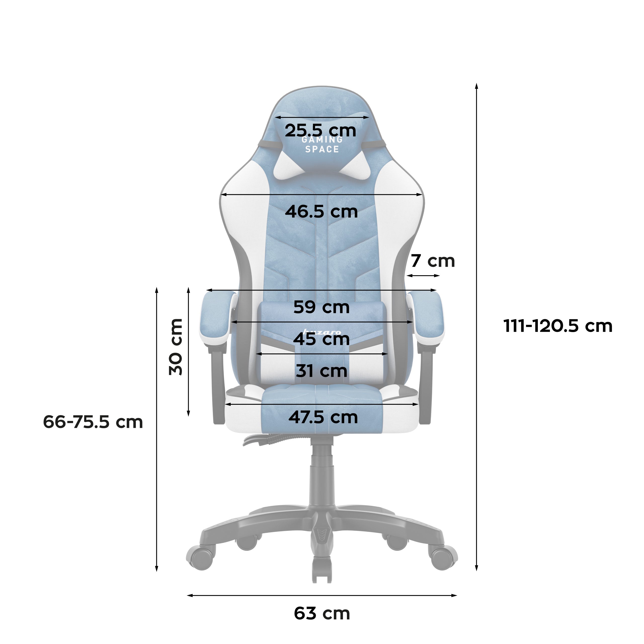 Huzaro Force 2.7 Blue gamingstoel van velours