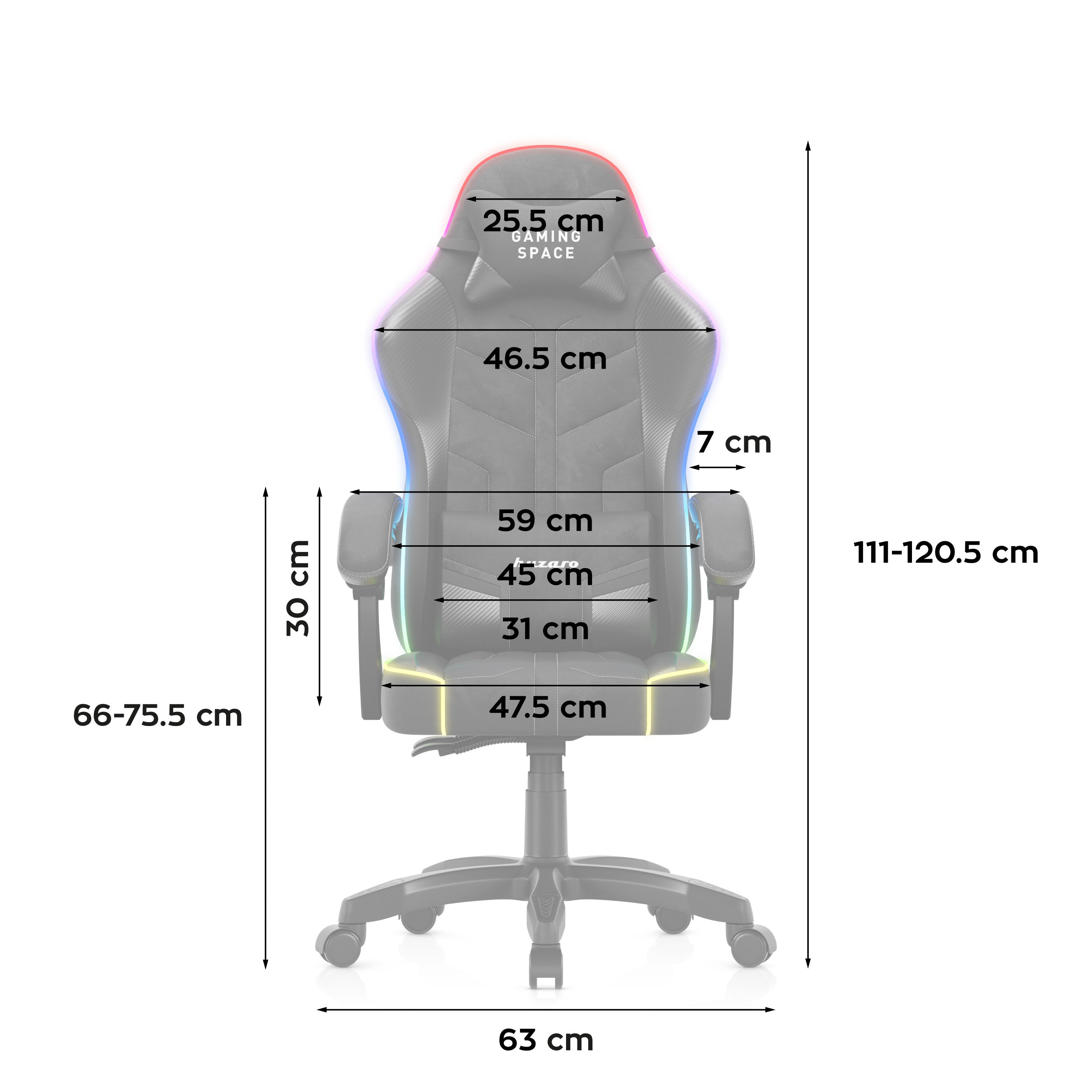 Huzaro Force 2.7 RGB Black gamingstoel van velours
