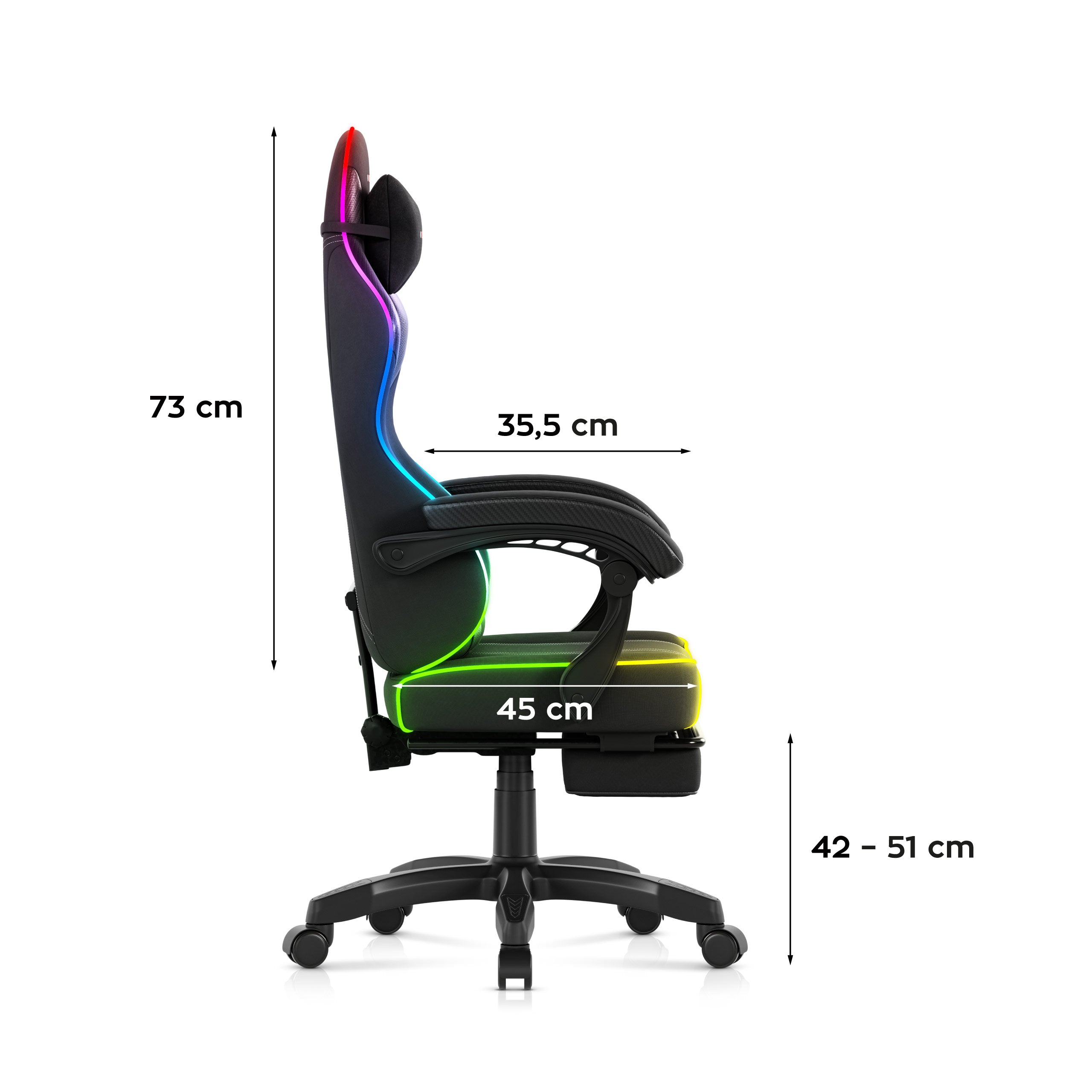 Huzaro Force 3.7 RGB Black gamingstoel