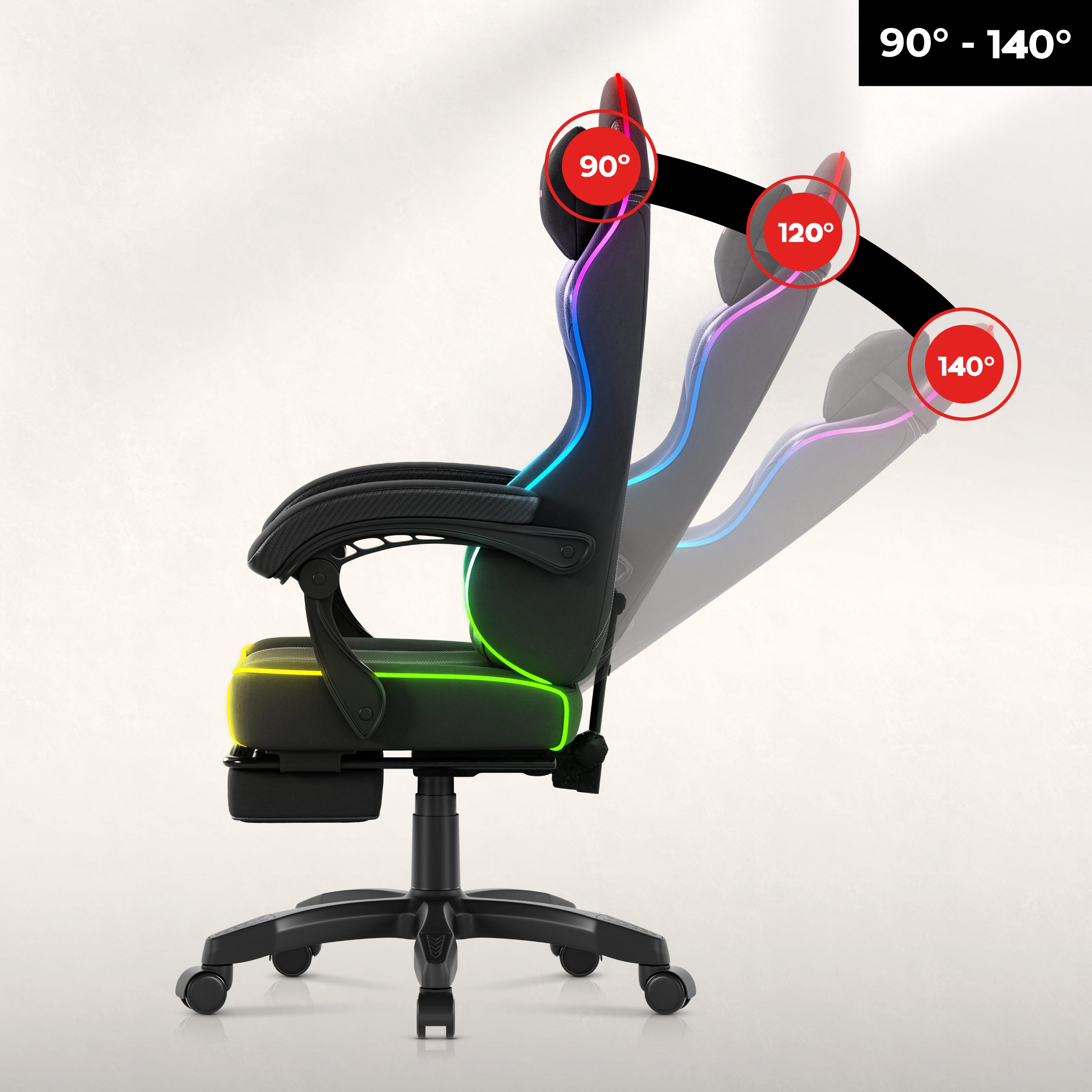 Huzaro Force 3.7 RGB Black gamingstoel