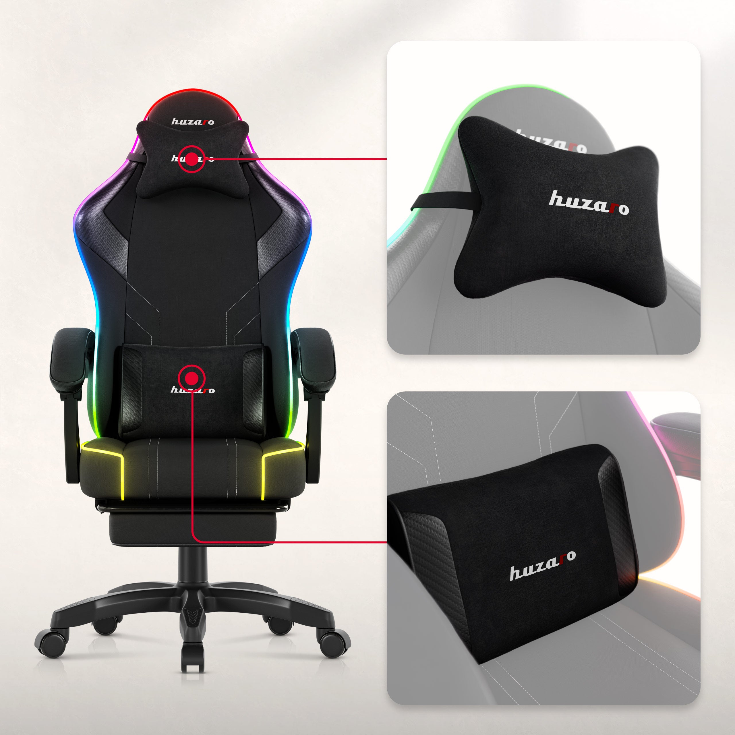 Huzaro Force 3.7 RGB Black gamingstoel