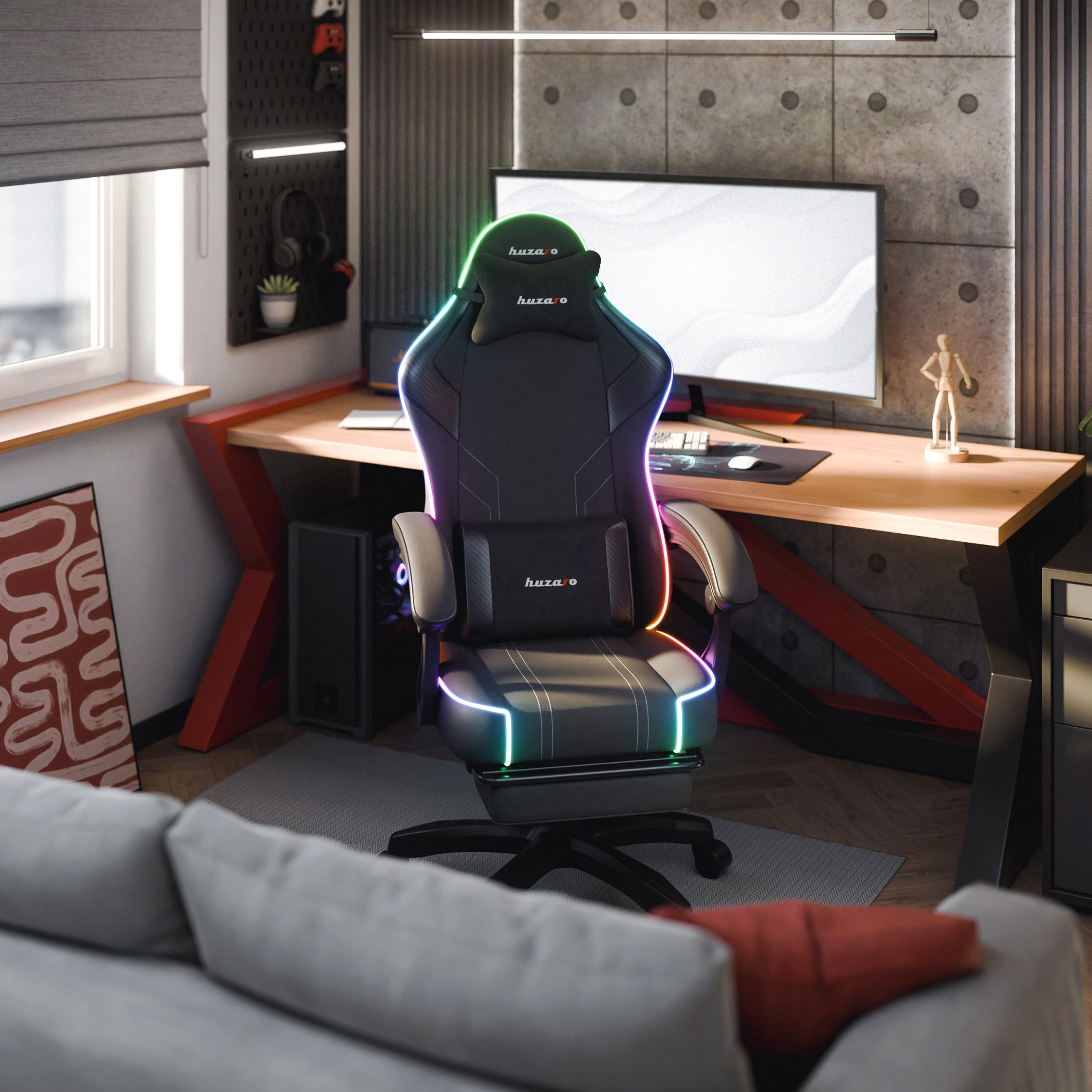 Huzaro Force 3.7 RGB Black gamingstoel