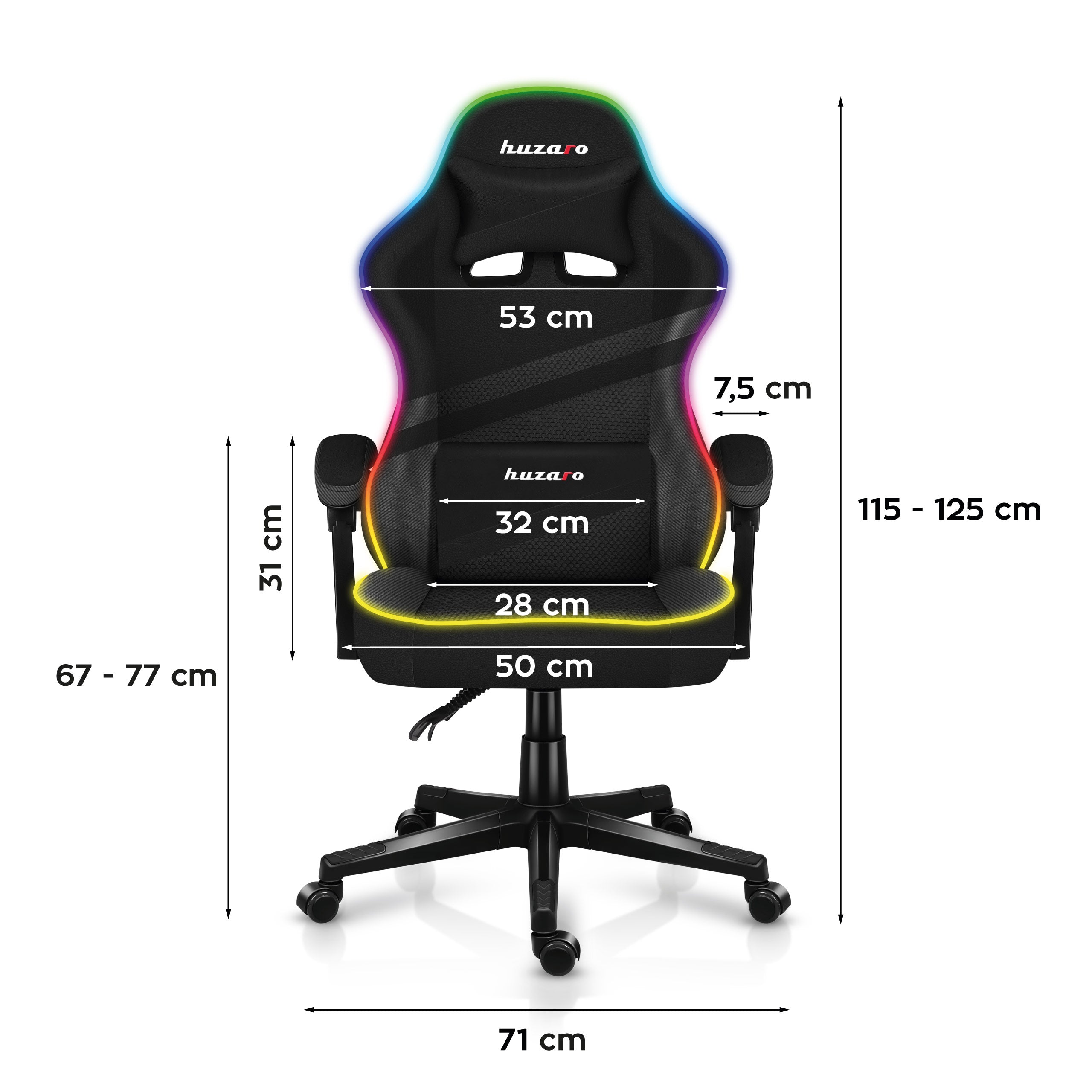 HUZARO FORCE 4.4 RGB Black gamingstoel