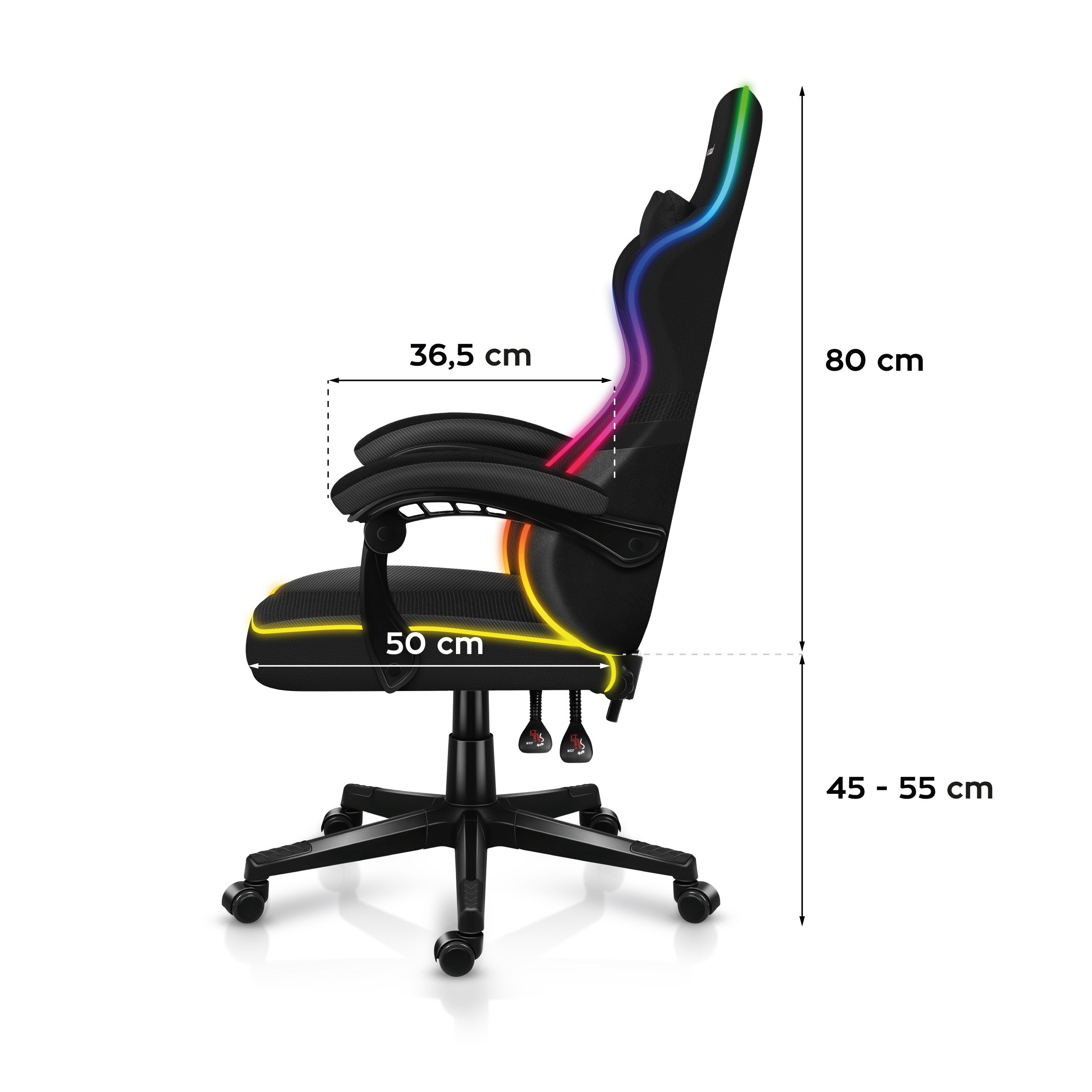 HUZARO FORCE 4.4 RGB Black gamingstoel