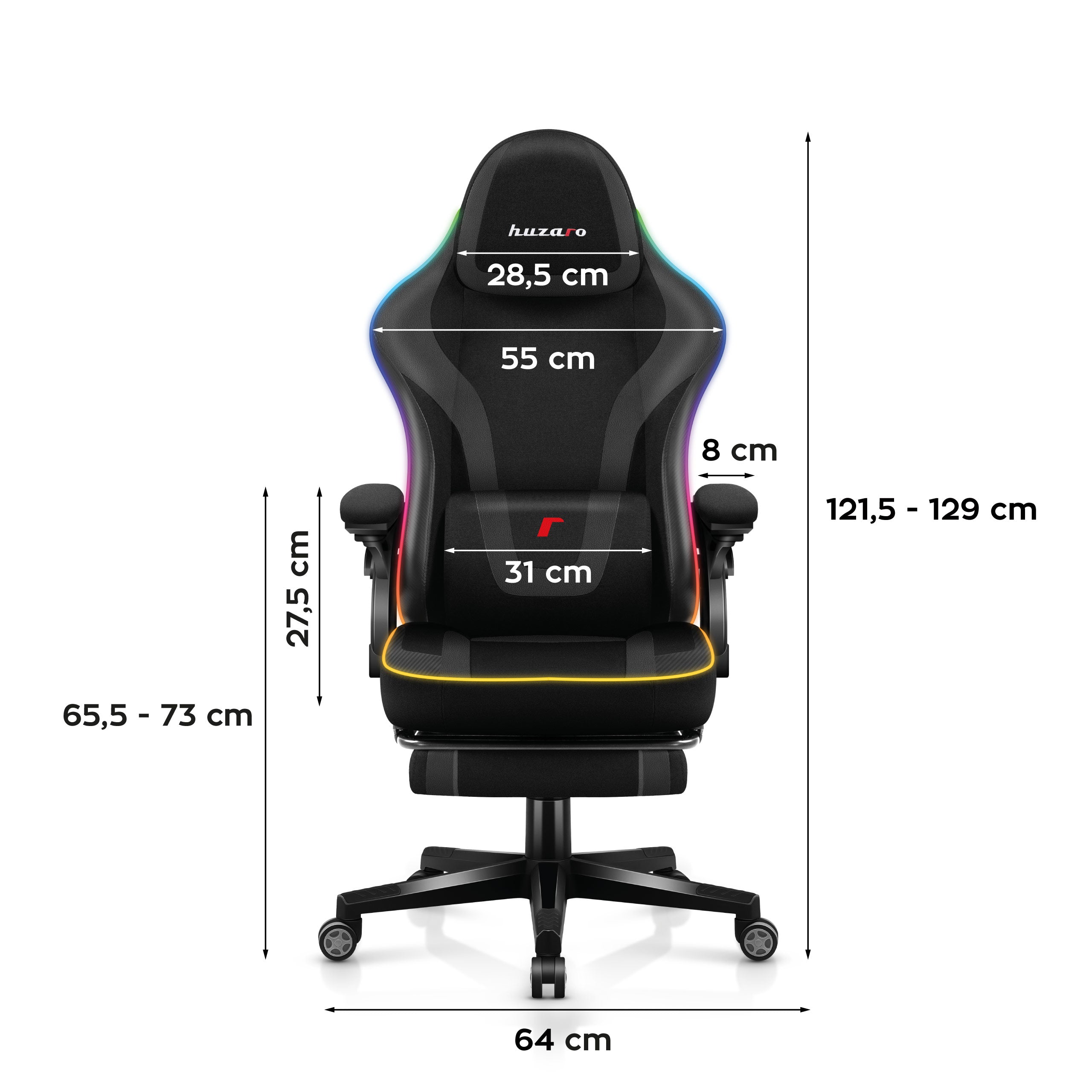 Huzaro Force 4.6 RGB Smart Black Mesh gamingstoel