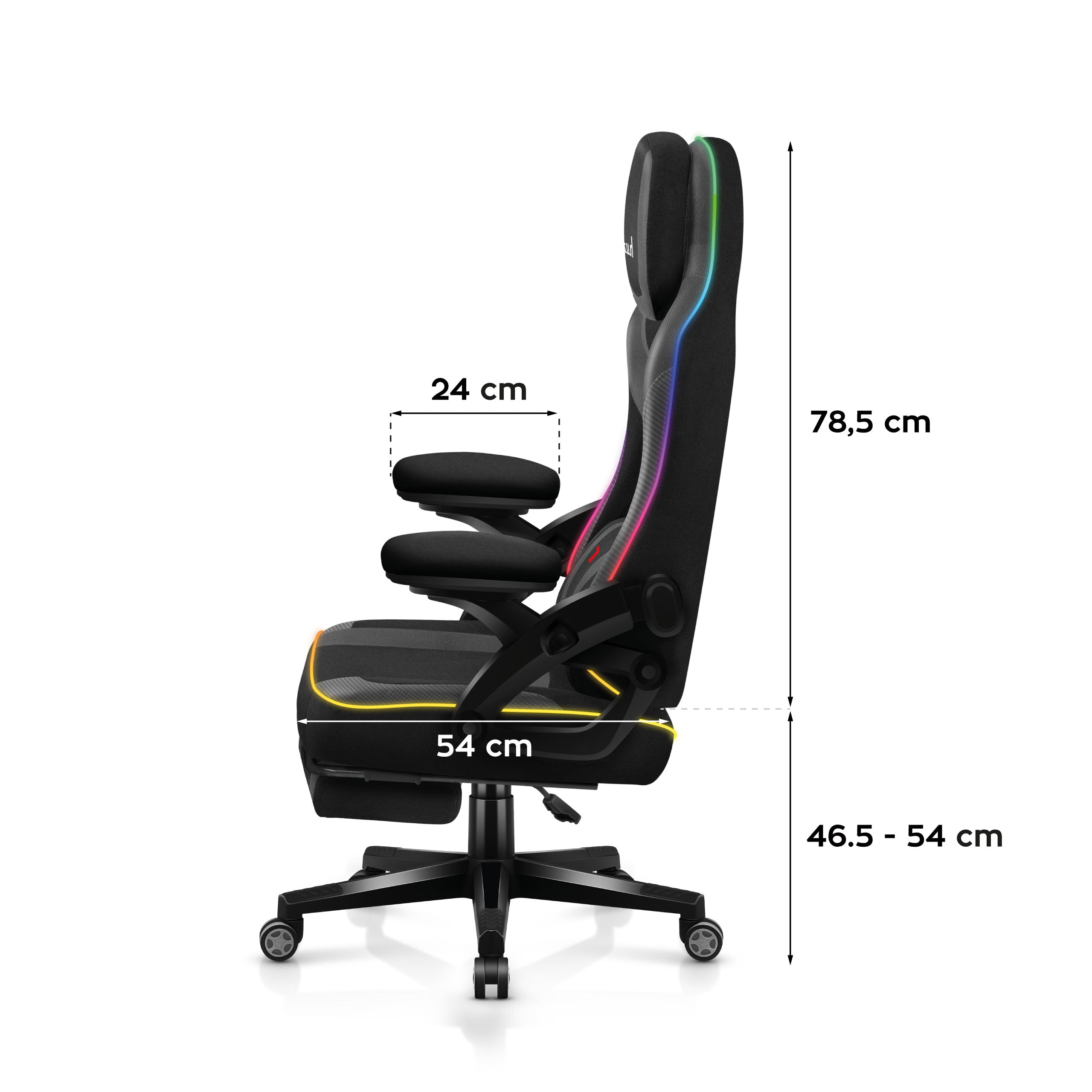 Huzaro Force 4.6 RGB Smart Black Mesh gamingstoel