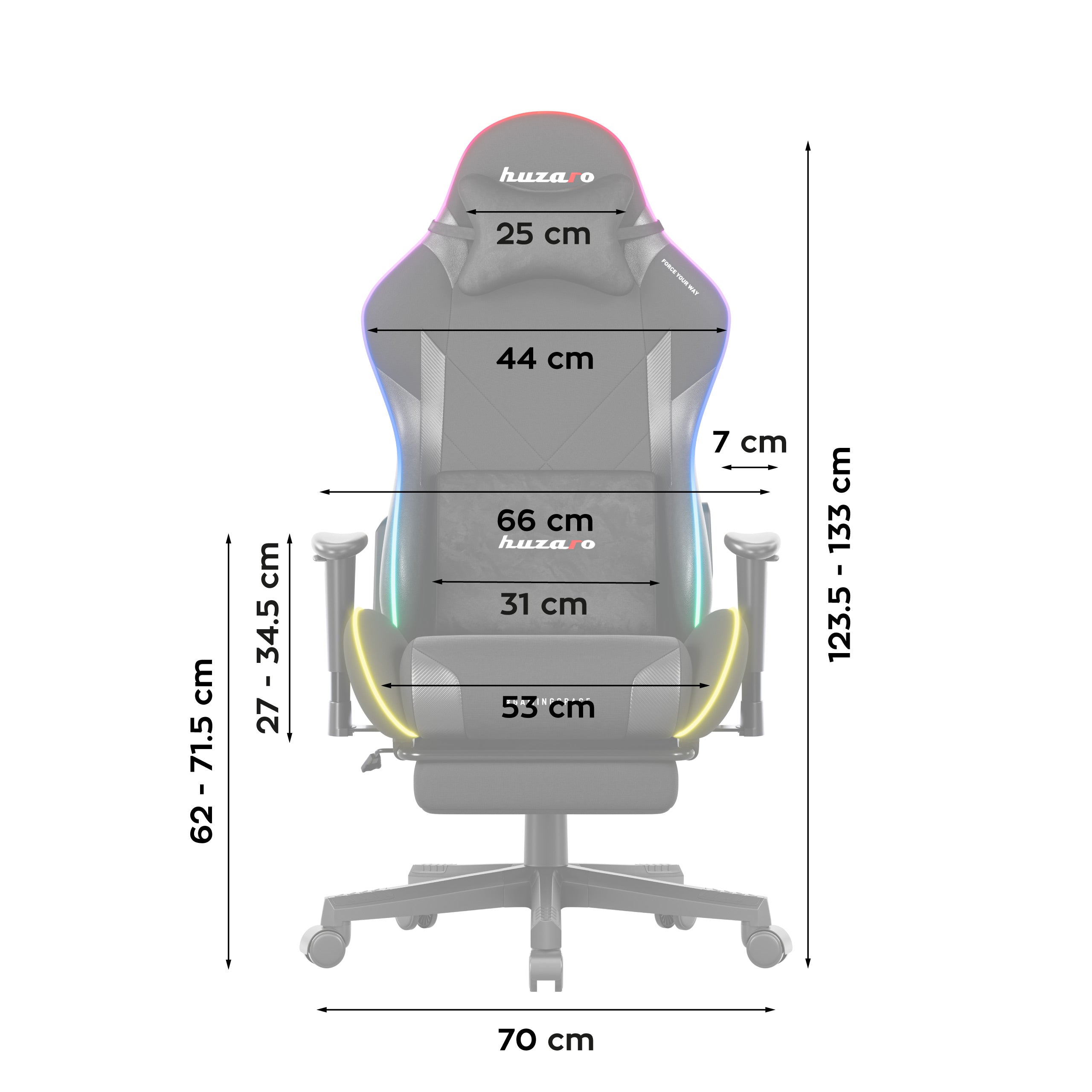 Huzaro Force 5.7 Black RGB LED-gamingstoel