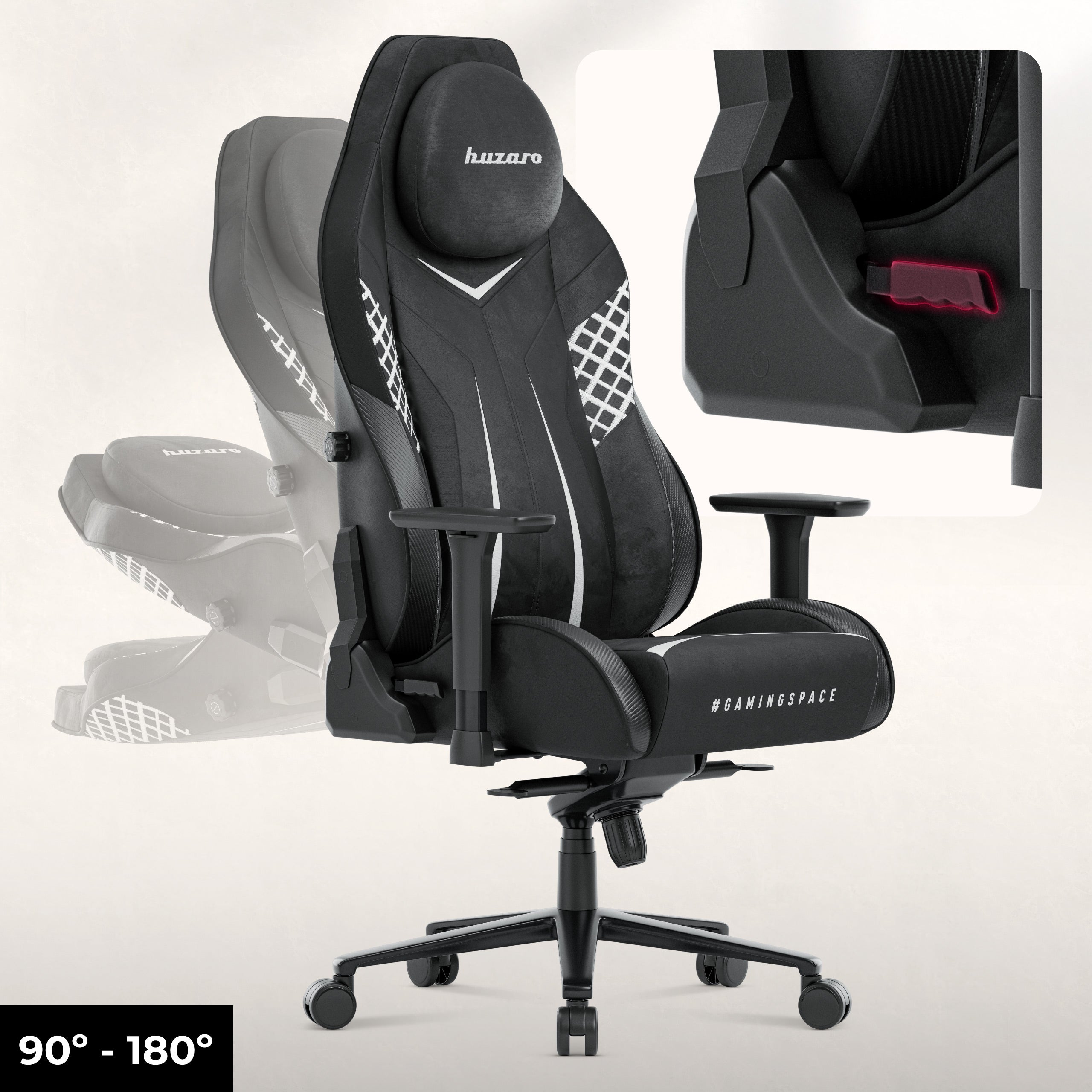 Huzaro Force 8.3 Carbon Black gamingstoel van suède