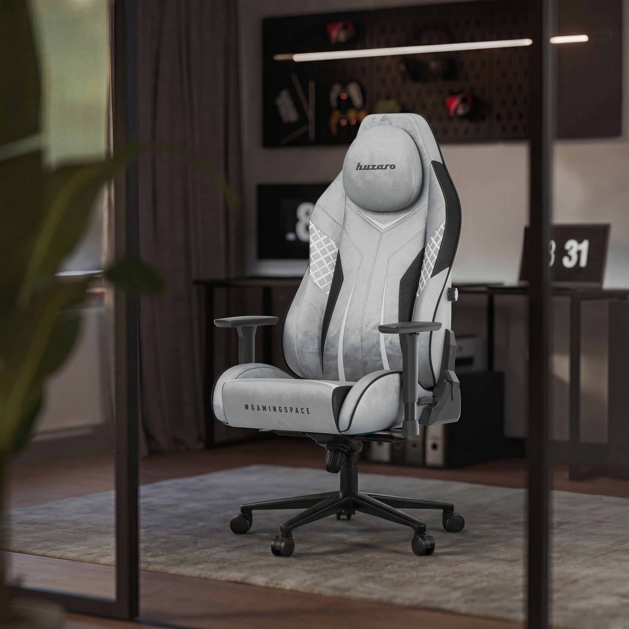 Huzaro Force 8.3 Grey gamingstoel van suède