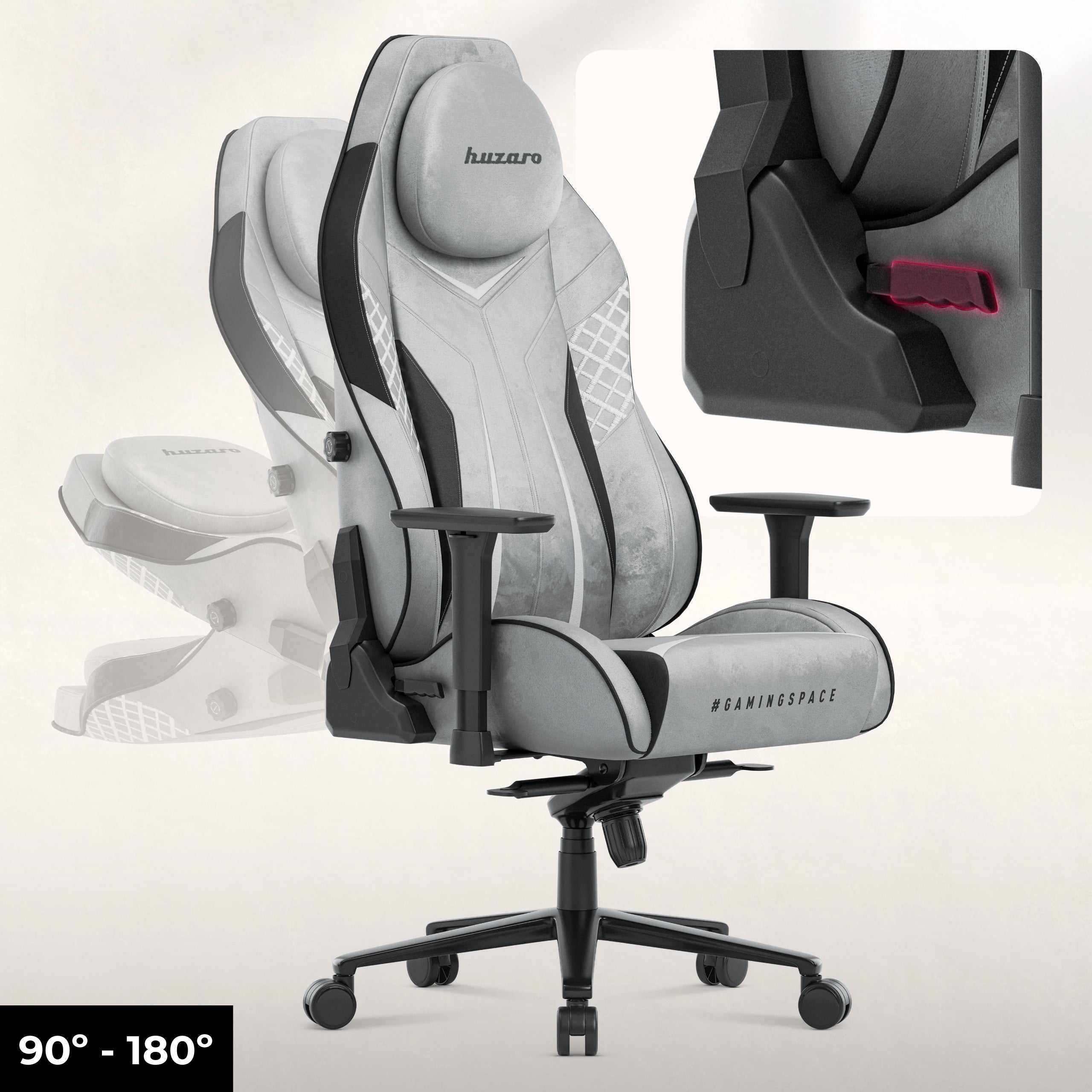Huzaro Force 8.3 Grey gamingstoel van suède