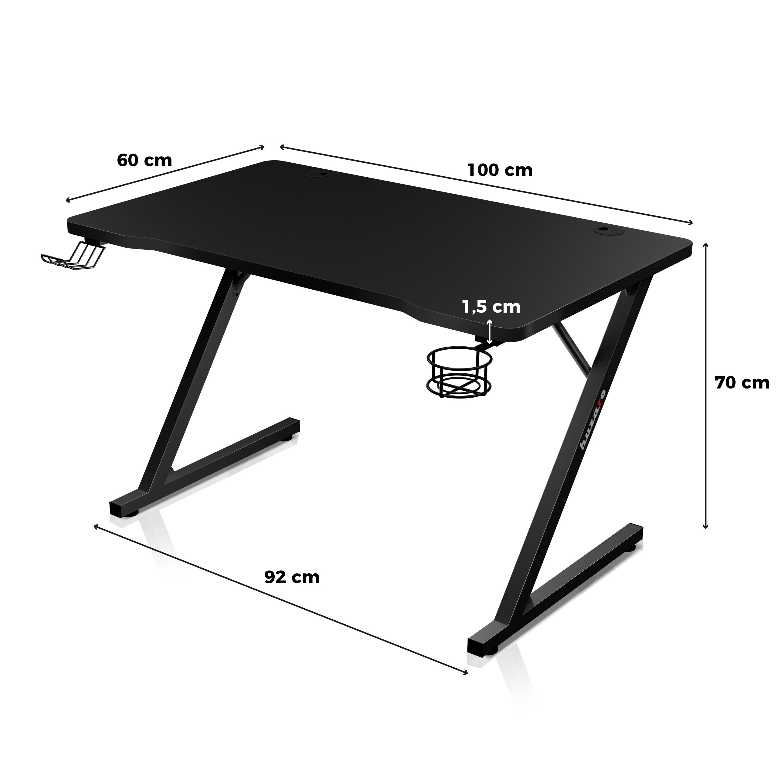 Huzaro Hero 1.8 Black gamingbureau, 100 cm