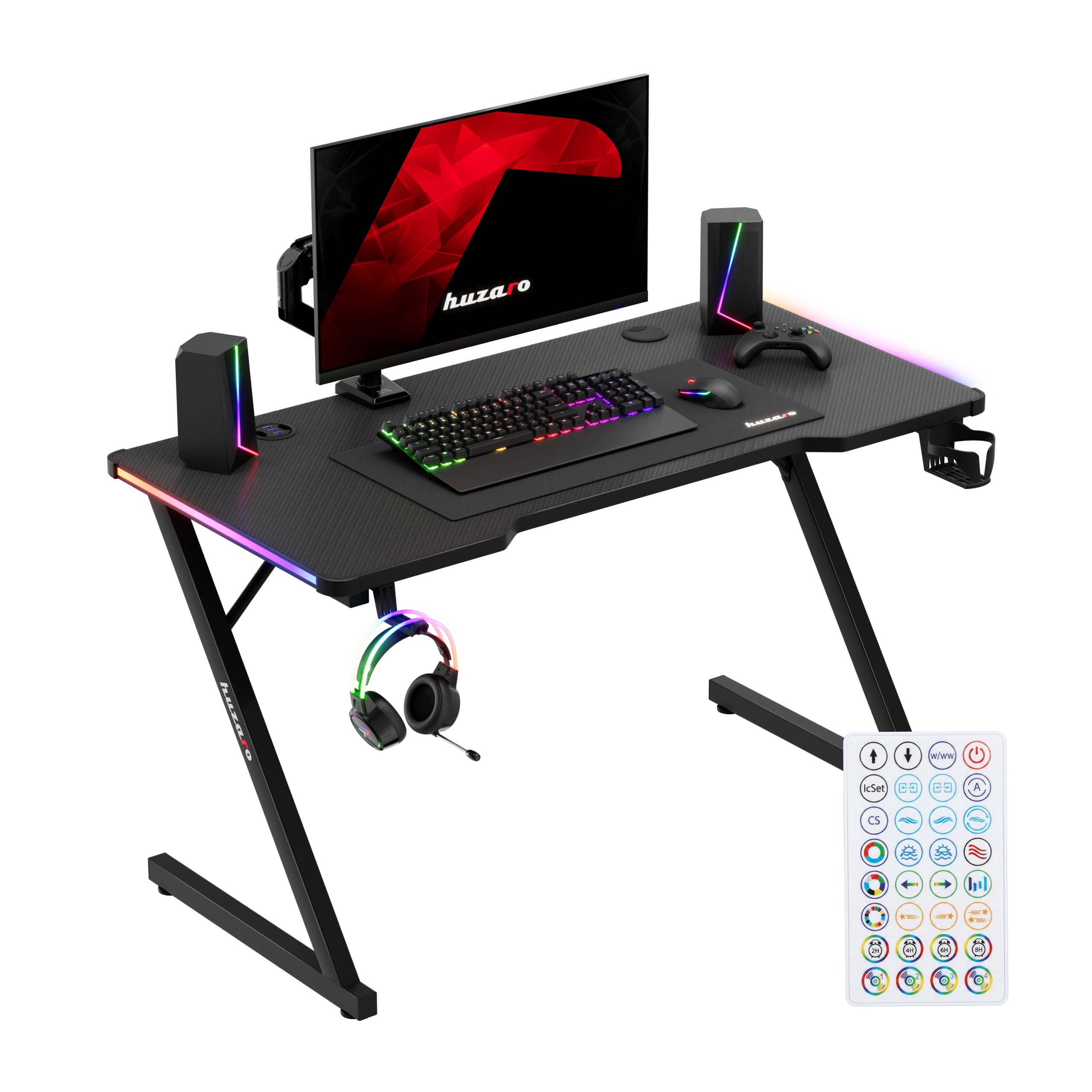 Huzaro Hero 2.5 RGB LED Gaming-bureau, zwart, 120 cm
