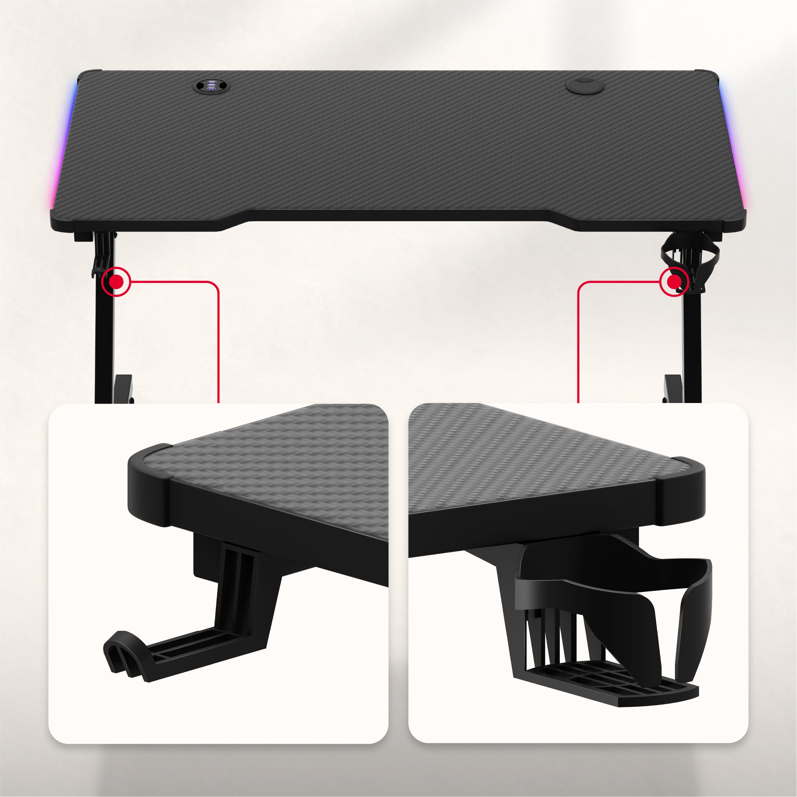 Huzaro Hero 2.5 RGB LED Gaming-bureau, zwart, 120 cm