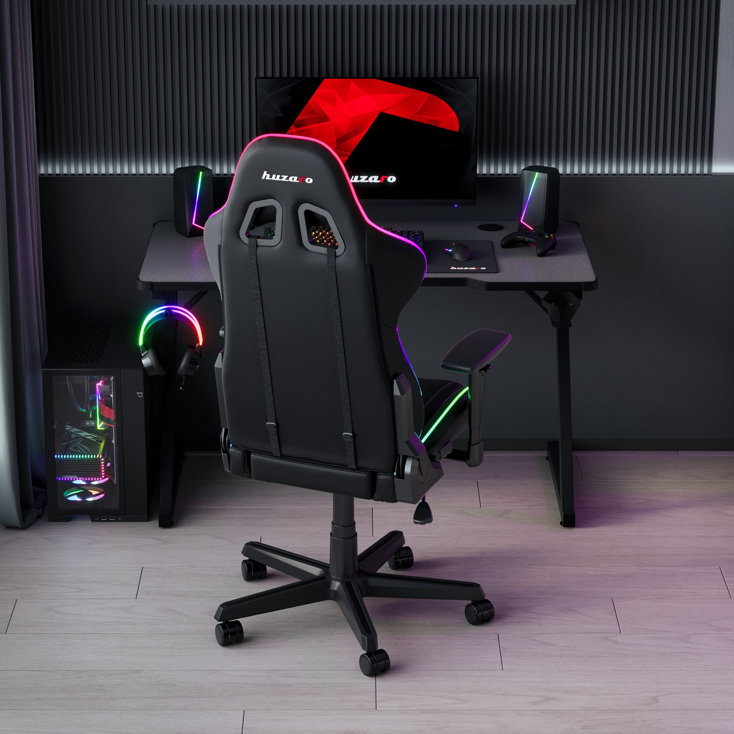 Huzaro Hero 2.5 RGB LED Gaming-bureau, zwart, 120 cm