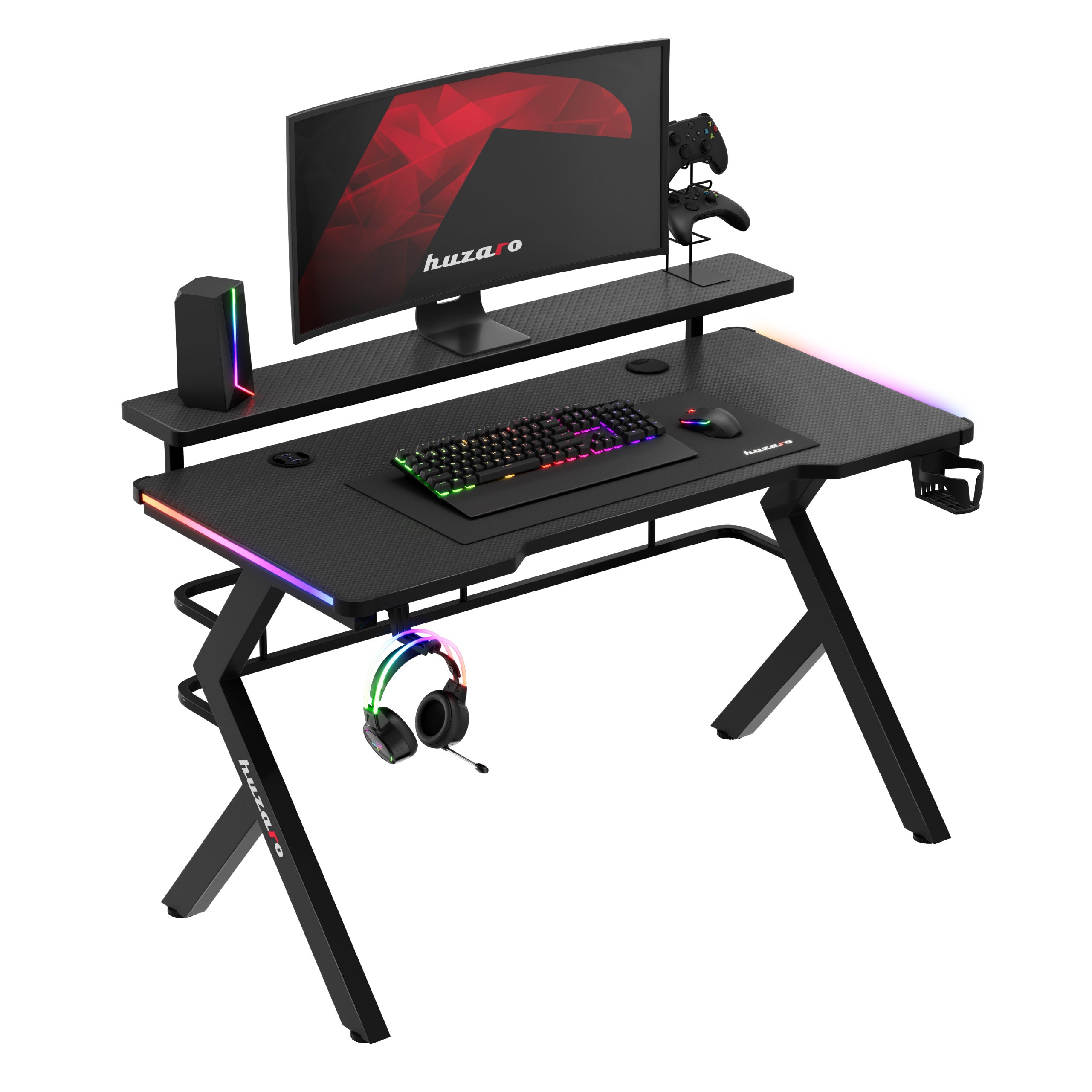 Huzaro Hero 5.0 RGB LED Gaming-bureau, zwart, 120 cm