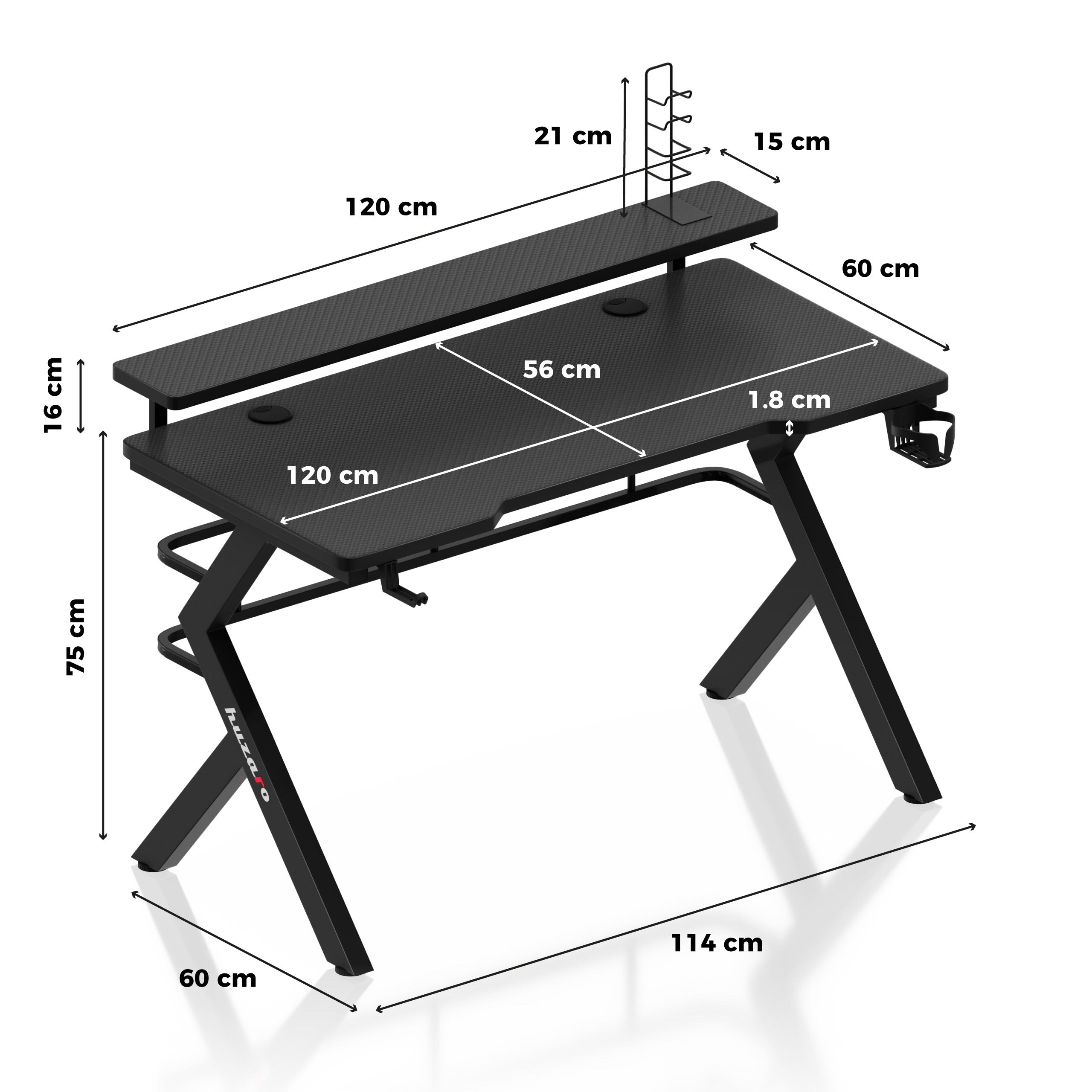 Huzaro Hero 5.0 Black gamingbureau, 120 cm