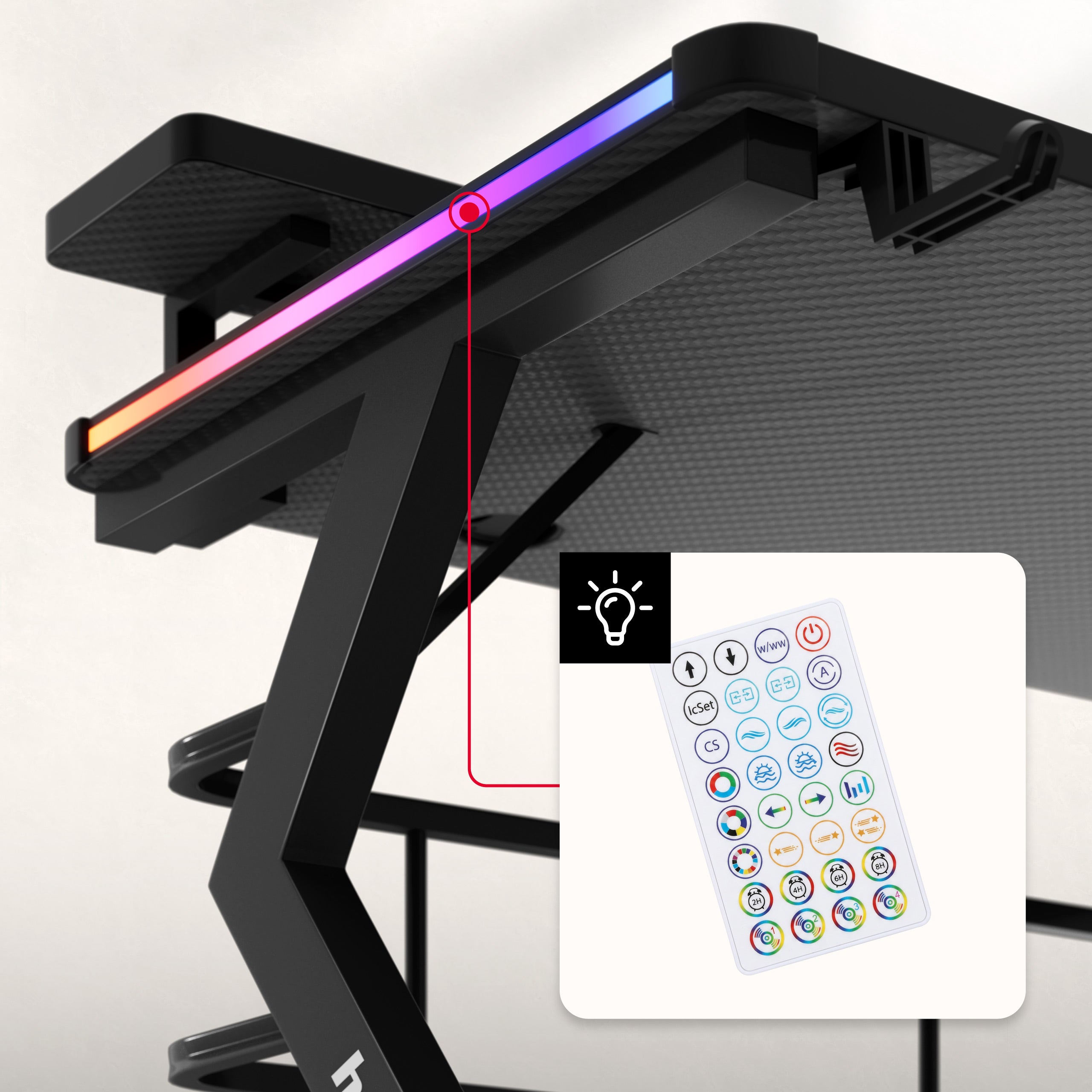 Huzaro Hero 5.0 RGB LED Gaming-bureau, zwart, 120 cm