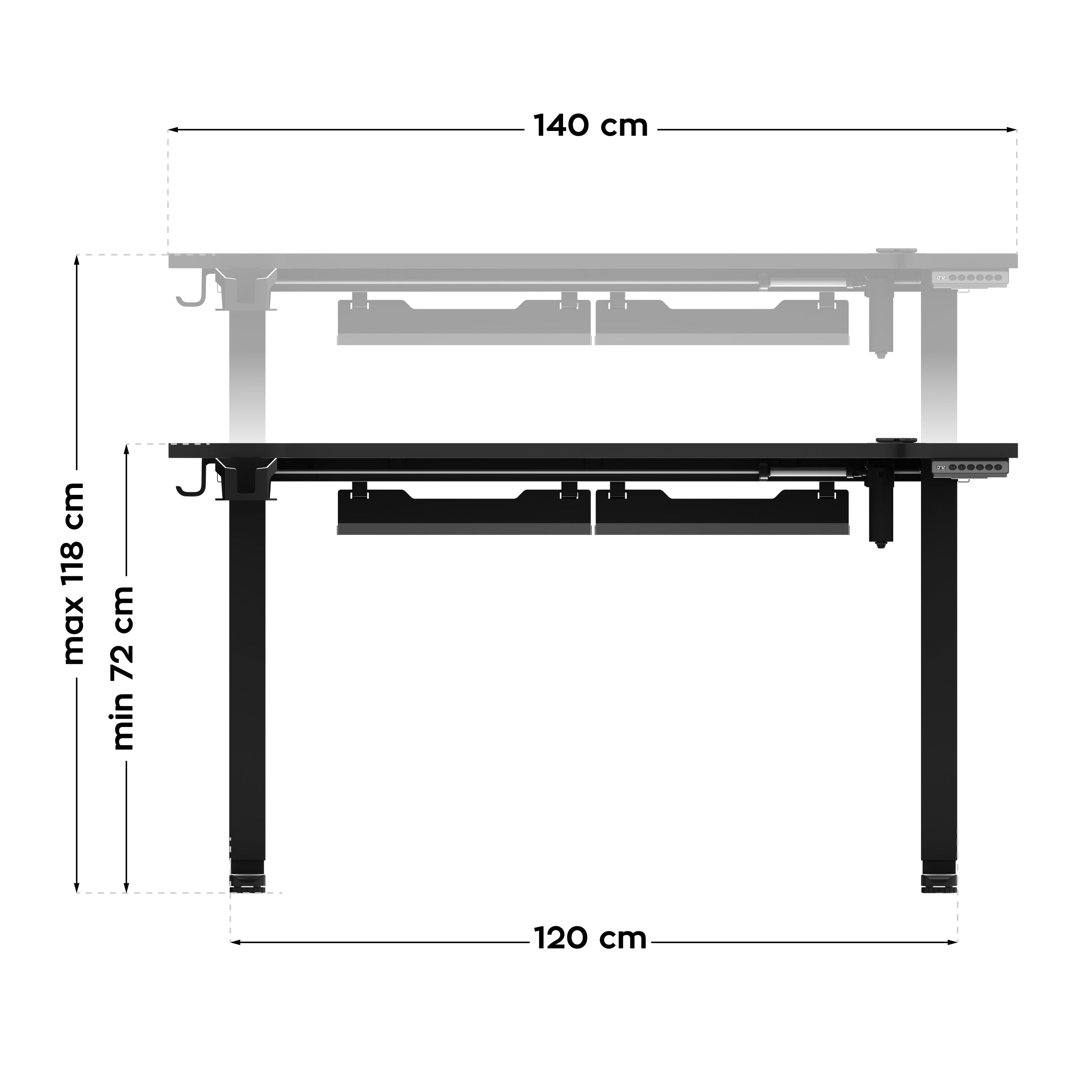 Huzaro Hero 8.7 RGB LED elektrisch bureau, 140 cm