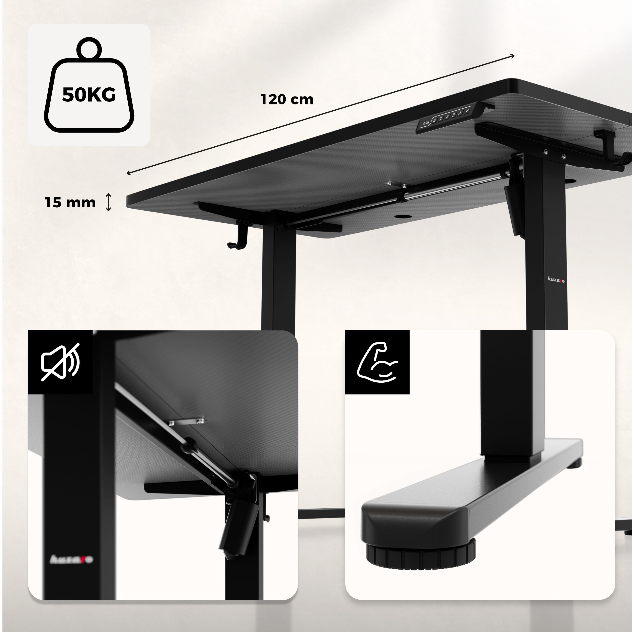 Huzaro Hero 8.1 Black elektrisch gamingbureau
