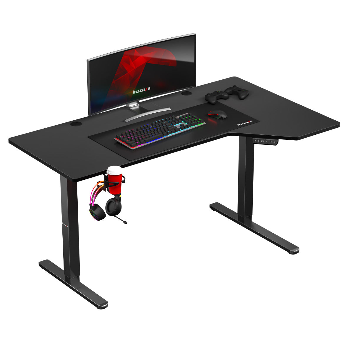 Huzaro Hero 9.1 Black elektrisch hoekbureau, 145 cm