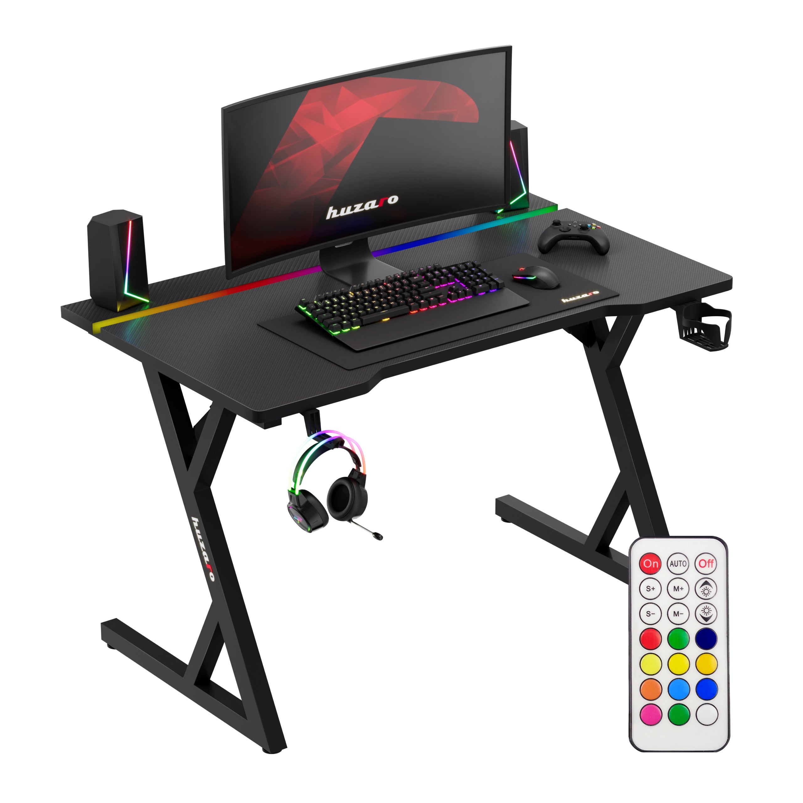 Huzaro Hero 2.4 RGB Black gamingbureau met LED-verlichting