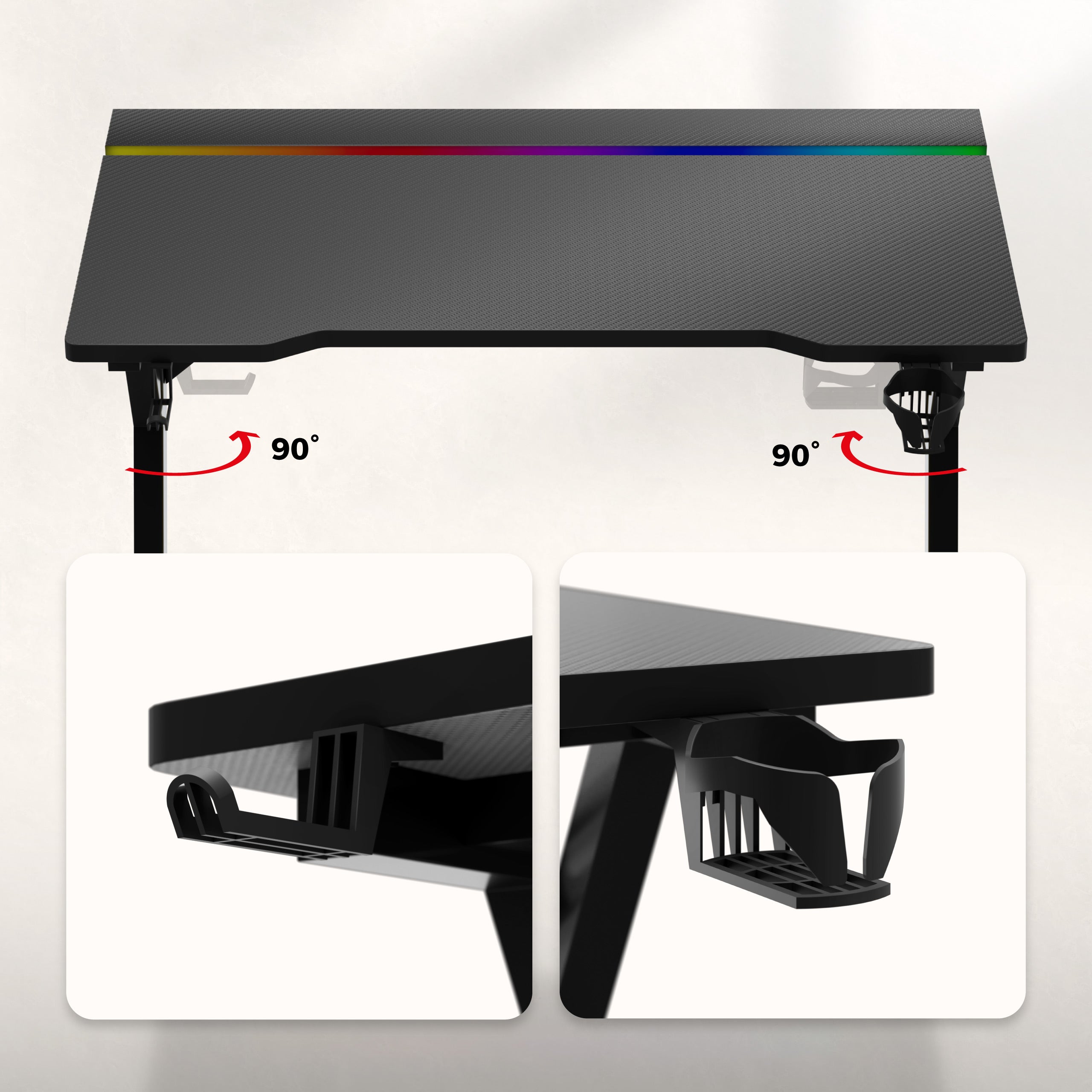 Huzaro Hero 2.4 RGB Black gamingbureau met LED-verlichting