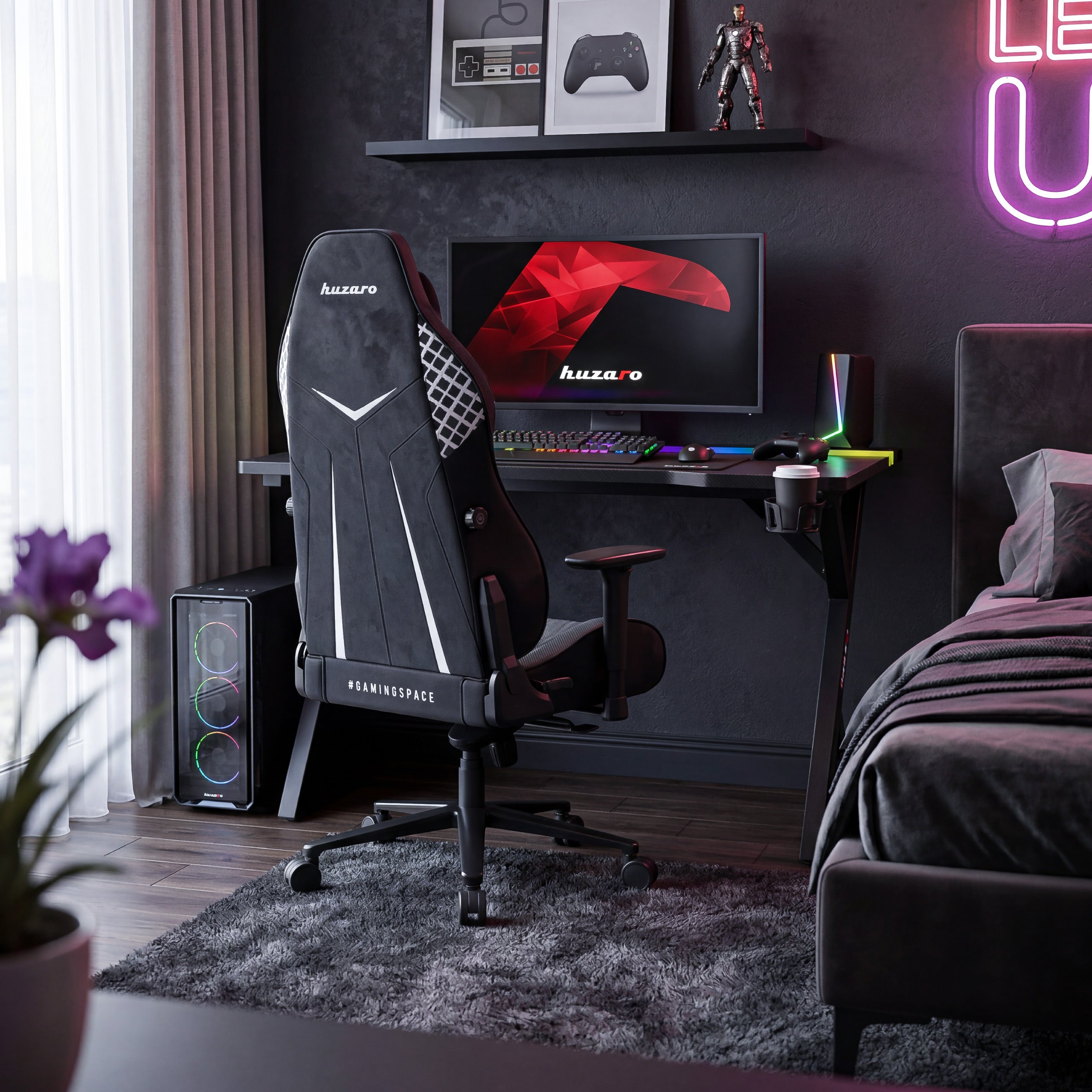 Huzaro Hero 2.4 RGB Black gamingbureau met LED-verlichting