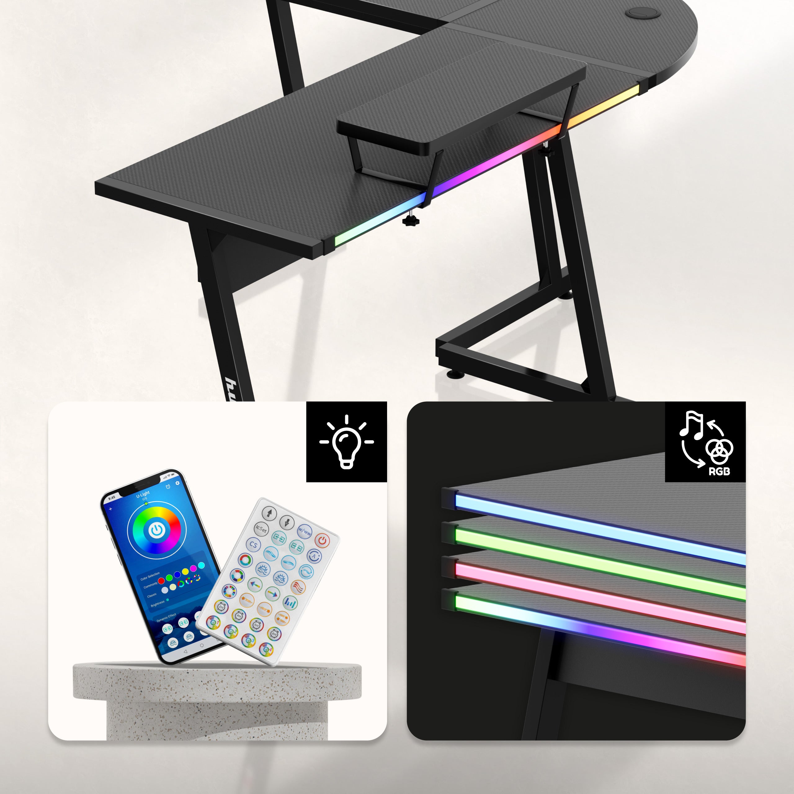 HUZARO Hero 6.0 RGB Smart Black 147 cm gaming-hoekbureau