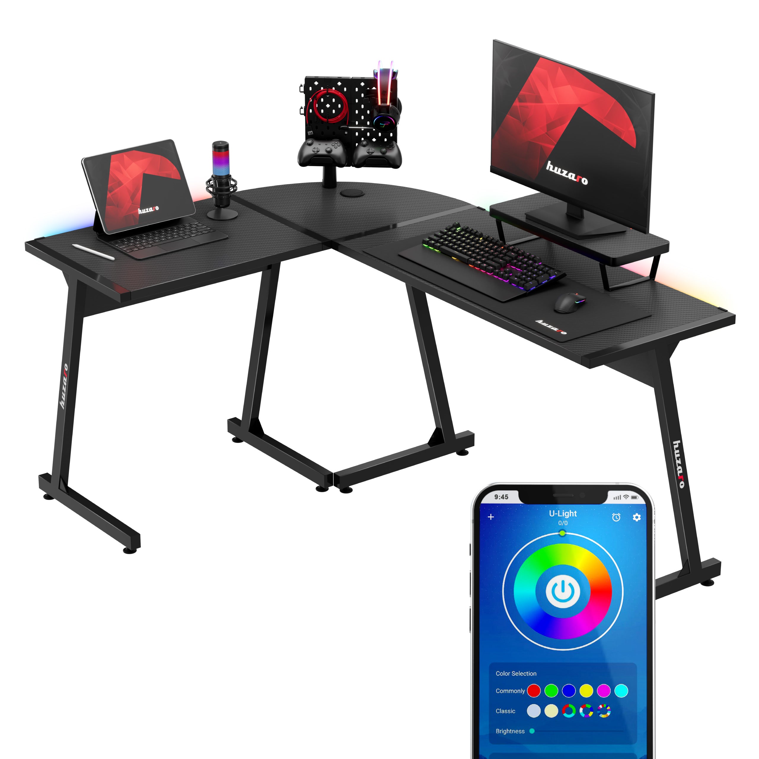 HUZARO Hero 6.0 RGB Smart Black 147 cm gaming-hoekbureau