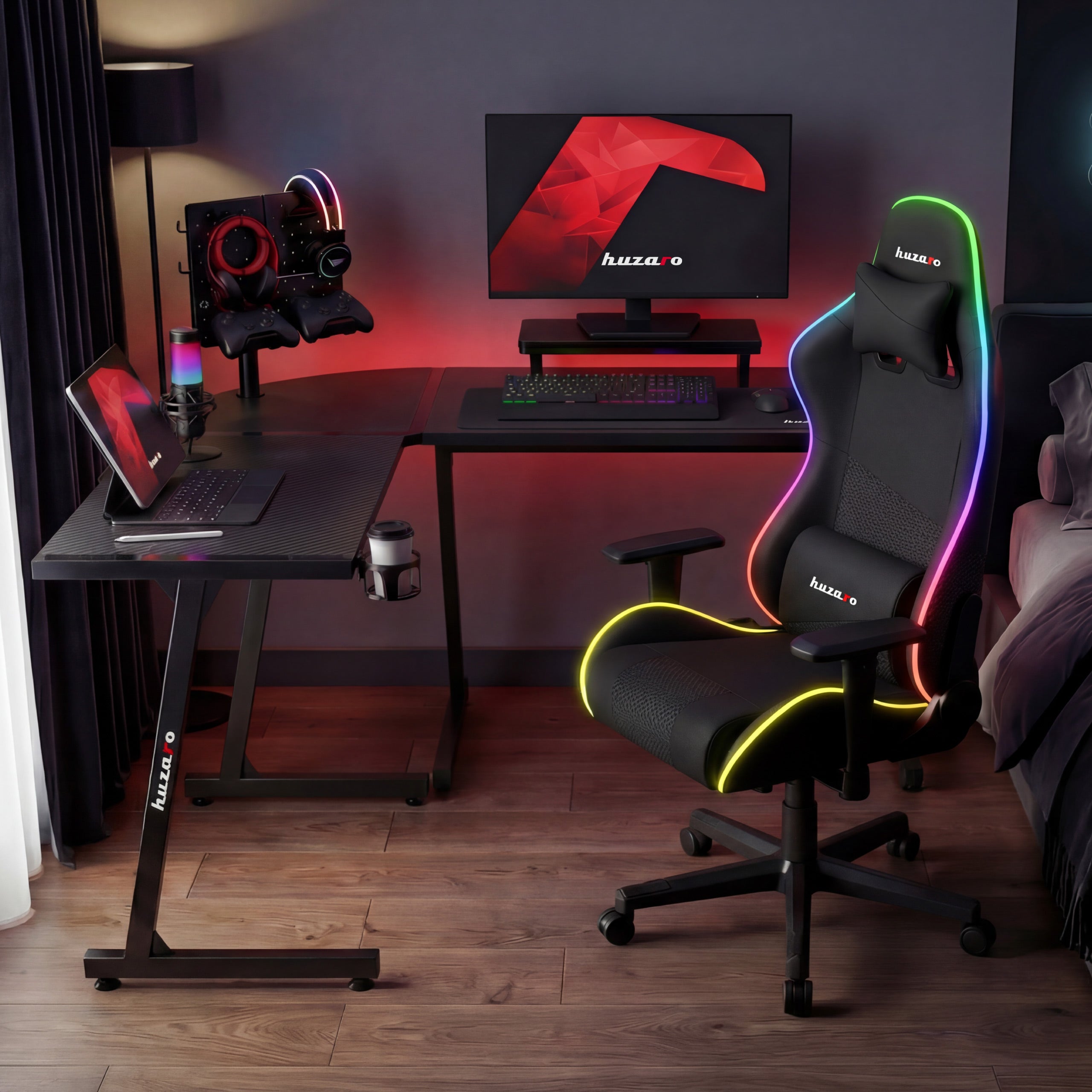 HUZARO Hero 6.0 RGB Smart Black 147 cm gaming-hoekbureau