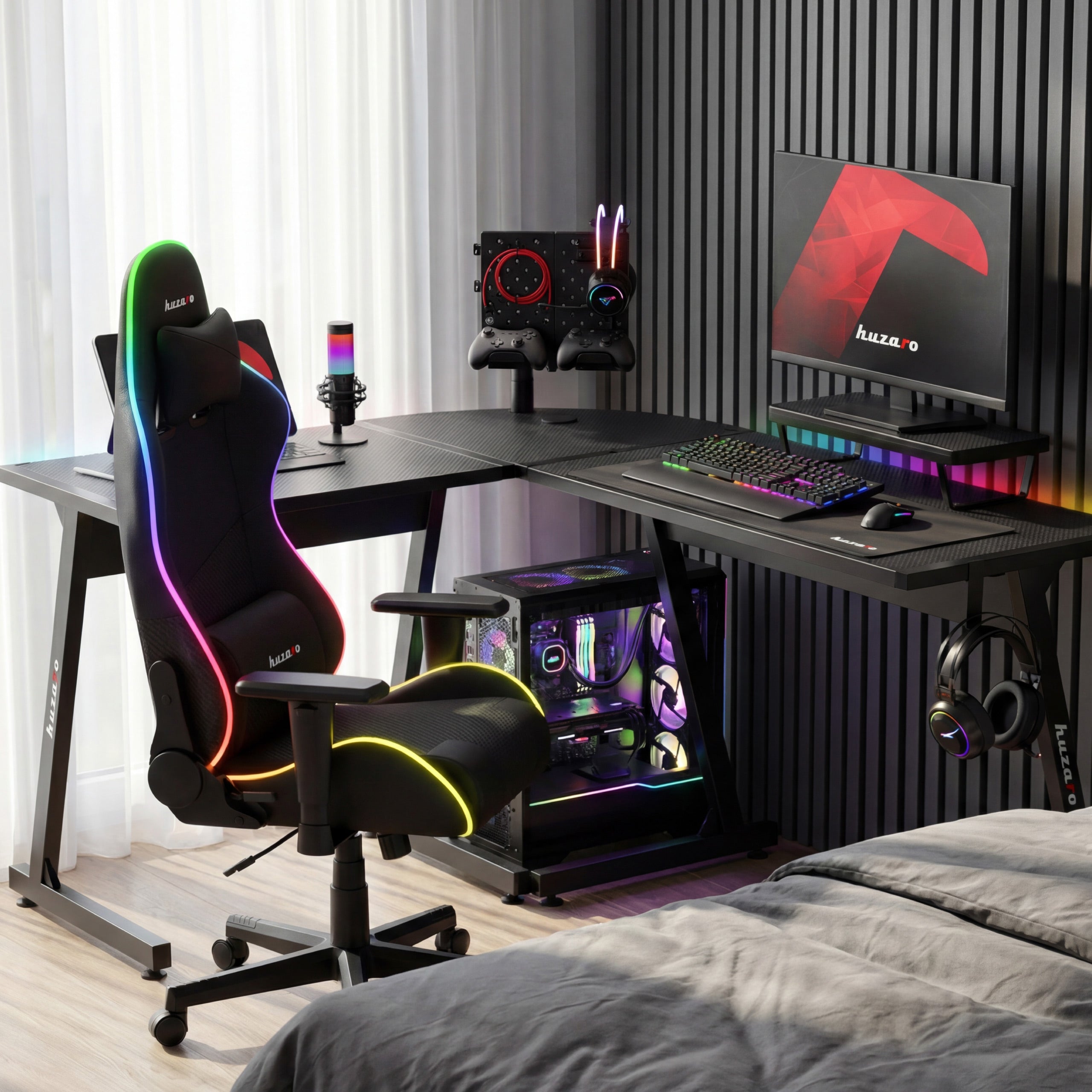 HUZARO Hero 6.0 RGB Smart Black 147 cm gaming-hoekbureau